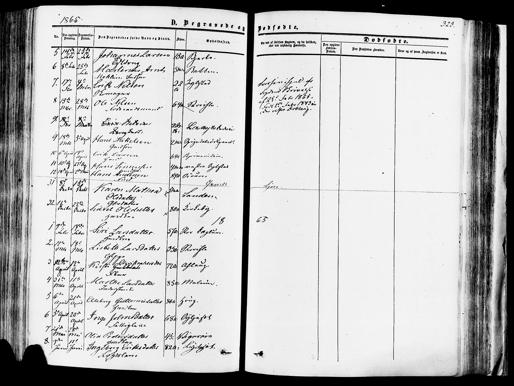 Vang prestekontor, Hedmark, SAH/PREST-008/H/Ha/Haa/L0013: Parish register (official) no. 13, 1855-1879, p. 323