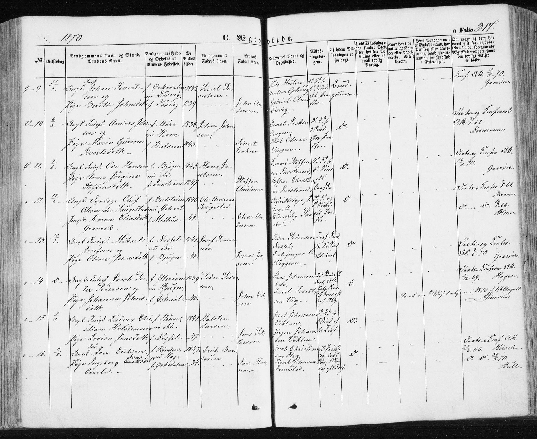 Ministerialprotokoller, klokkerbøker og fødselsregistre - Sør-Trøndelag, SAT/A-1456/659/L0737: Parish register (official) no. 659A07, 1857-1875, p. 317