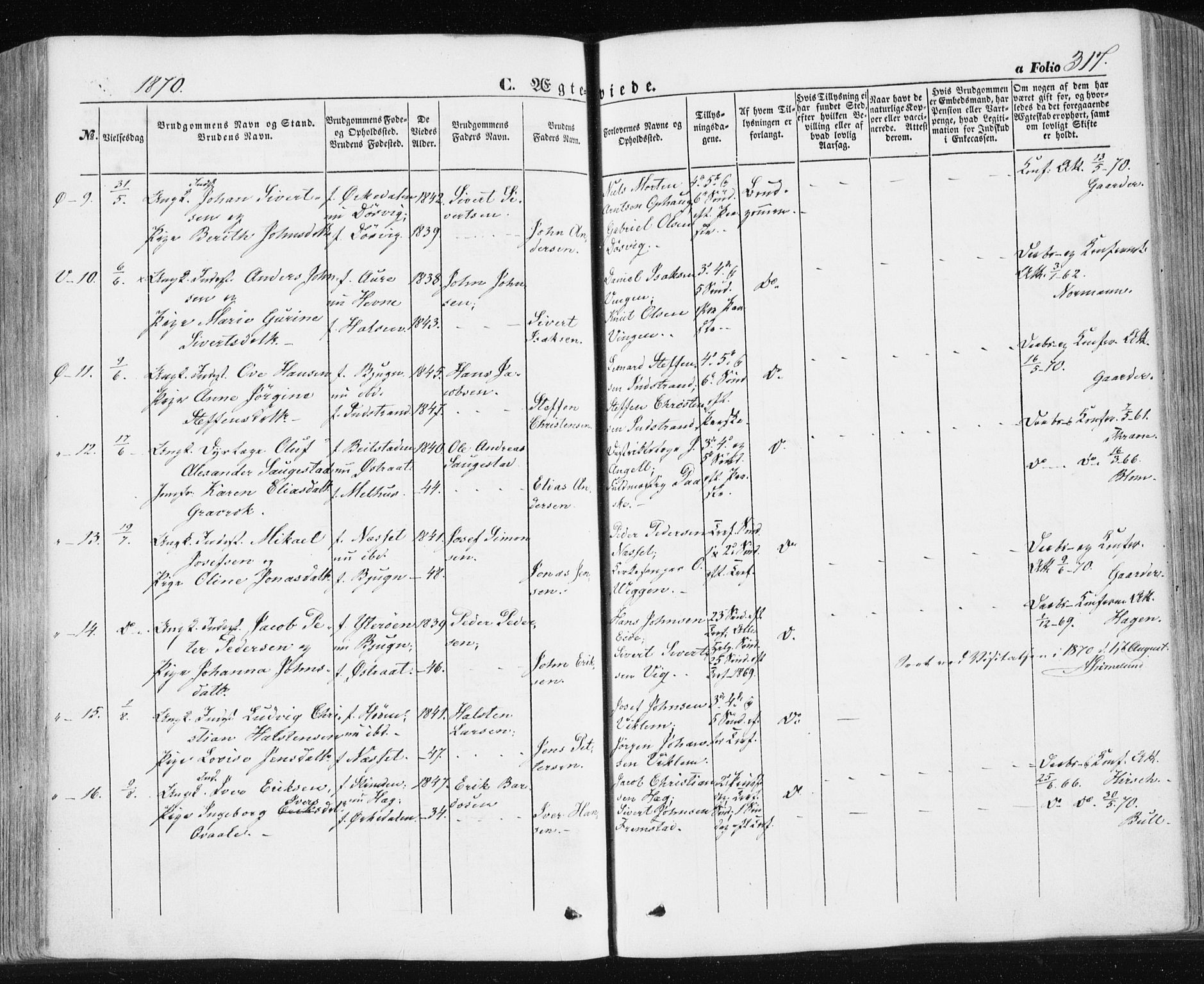 Ministerialprotokoller, klokkerbøker og fødselsregistre - Sør-Trøndelag, AV/SAT-A-1456/659/L0737: Parish register (official) no. 659A07, 1857-1875, p. 317