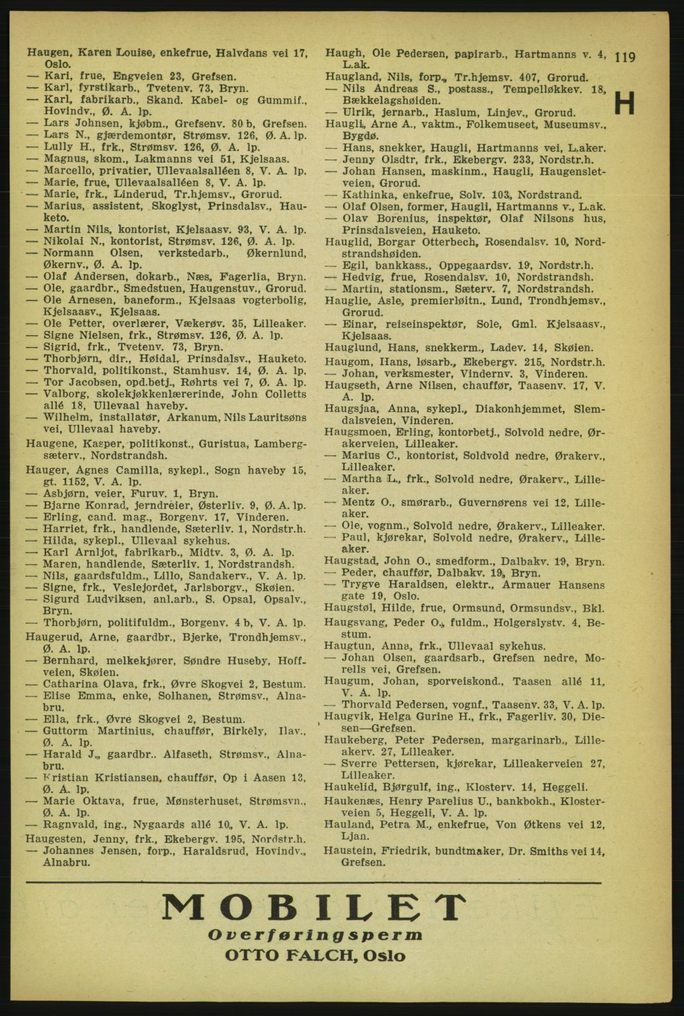 Aker adressebok/adressekalender, PUBL/001/A/004: Aker adressebok, 1929, p. 119