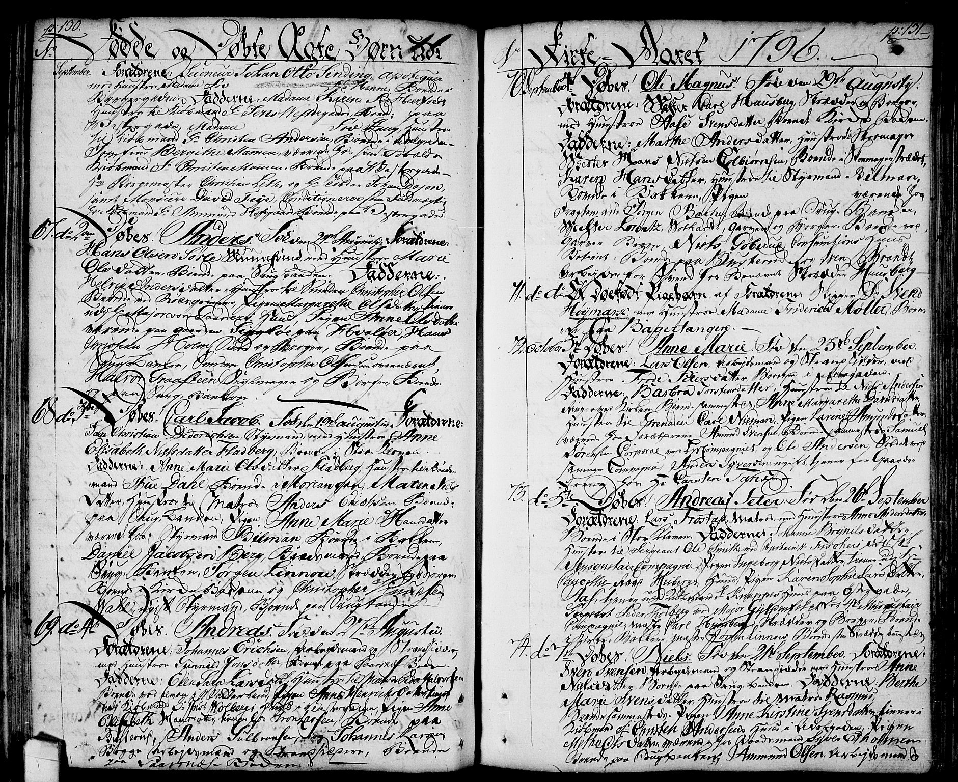 Halden prestekontor Kirkebøker, SAO/A-10909/F/Fa/L0002: Parish register (official) no. I 2, 1792-1812, p. 130-131