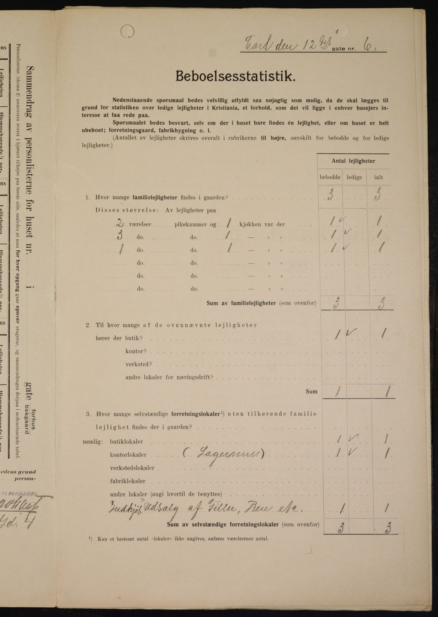 OBA, Municipal Census 1909 for Kristiania, 1909, p. 44106