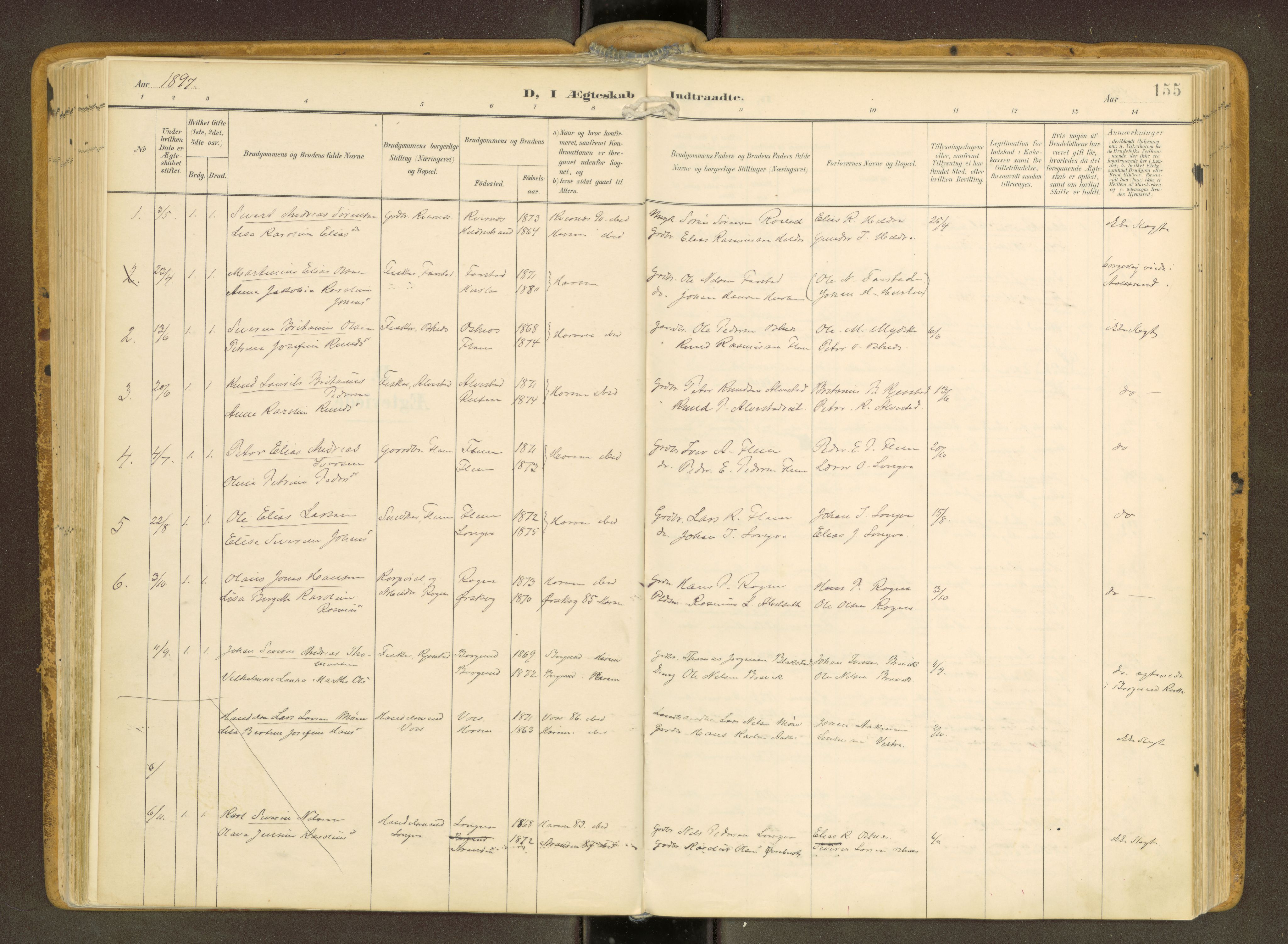 Ministerialprotokoller, klokkerbøker og fødselsregistre - Møre og Romsdal, SAT/A-1454/536/L0517: Parish register (official) no. 536A--, 1897-1917, p. 155