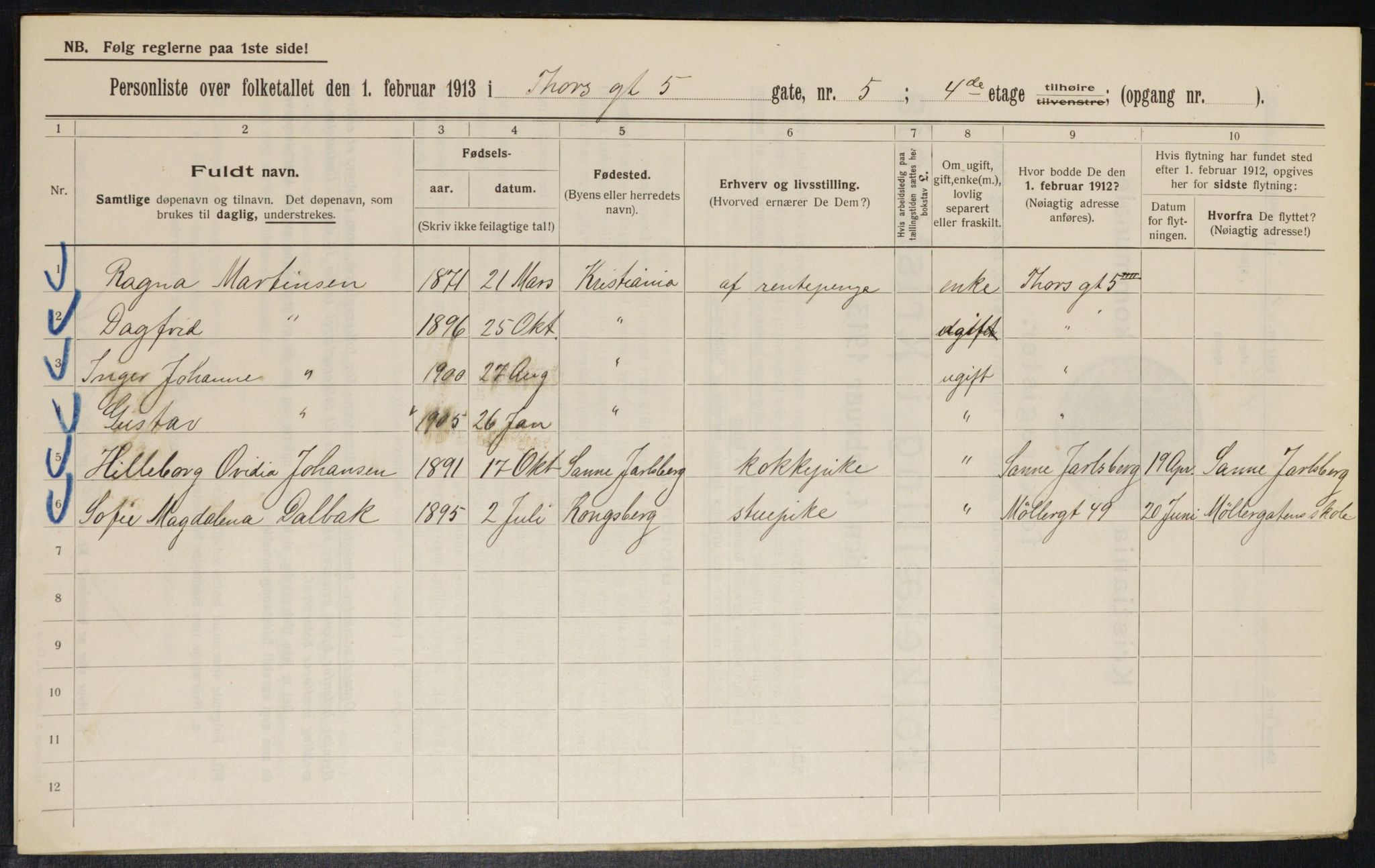 OBA, Municipal Census 1913 for Kristiania, 1913, p. 114385