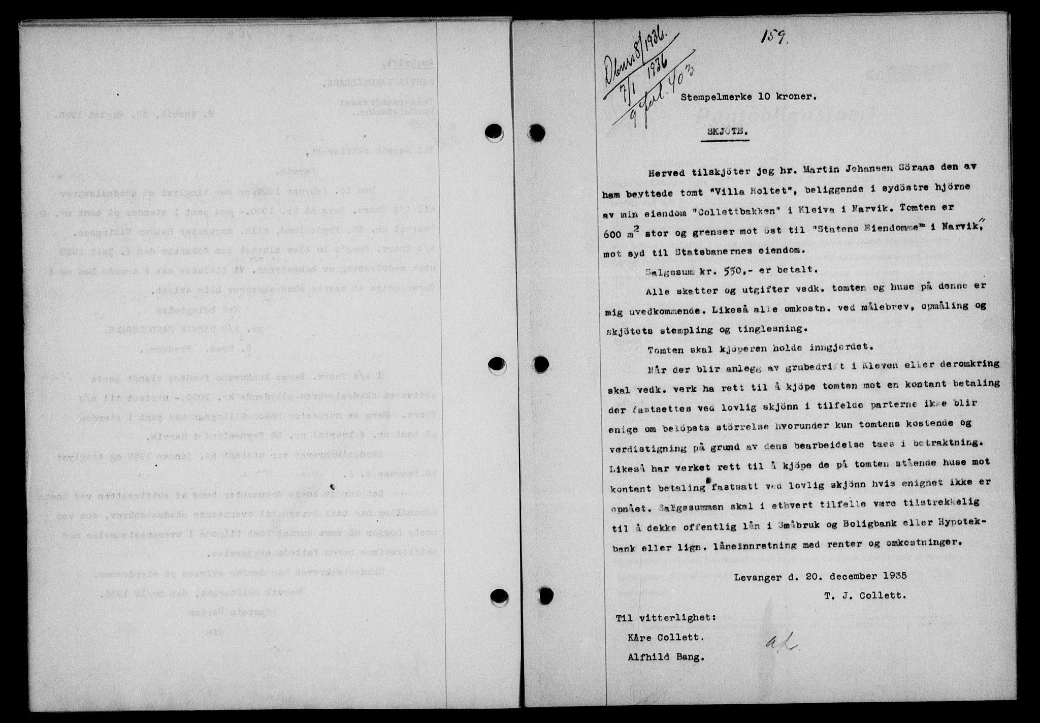 Narvik sorenskriveri, SAT/A-0002/1/2/2C/2Ca/L0011: Mortgage book no. 14, 1935-1937, Deed date: 07.01.1936