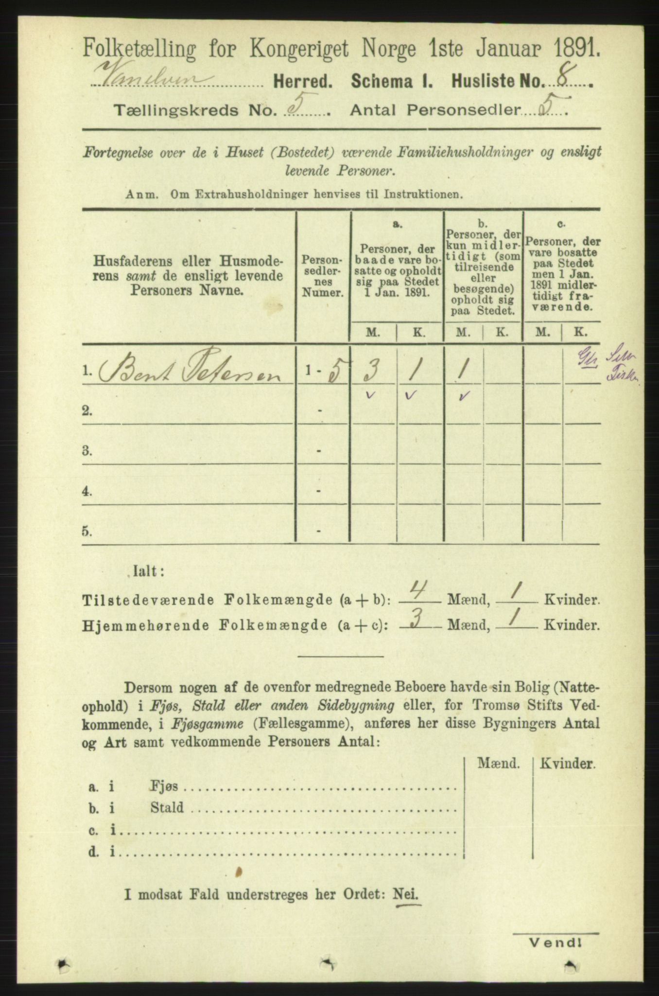 RA, 1891 census for 1511 Vanylven, 1891, p. 2106