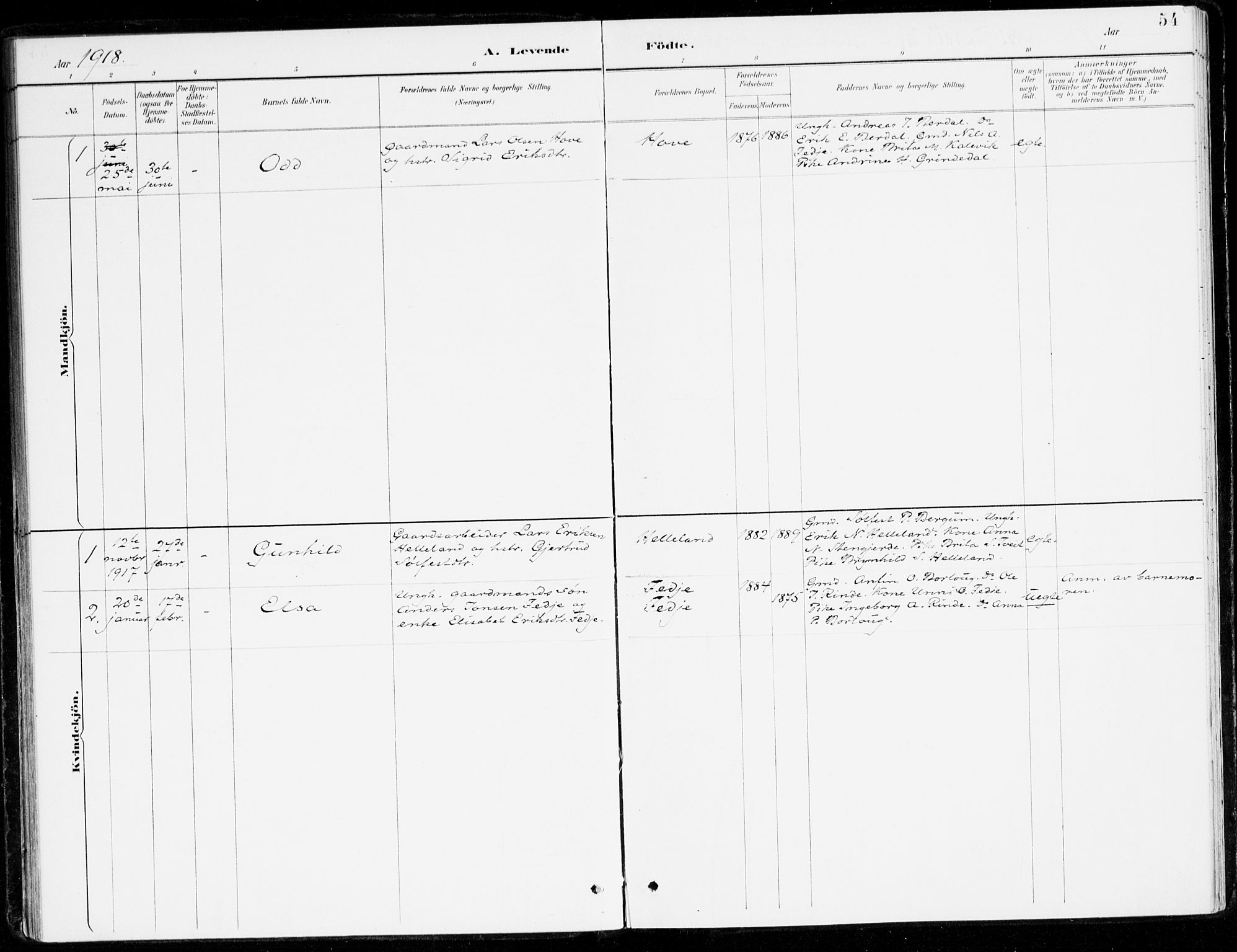 Leikanger sokneprestembete, AV/SAB-A-81001/H/Haa/Haad/L0001: Parish register (official) no. D 1, 1887-1922, p. 54