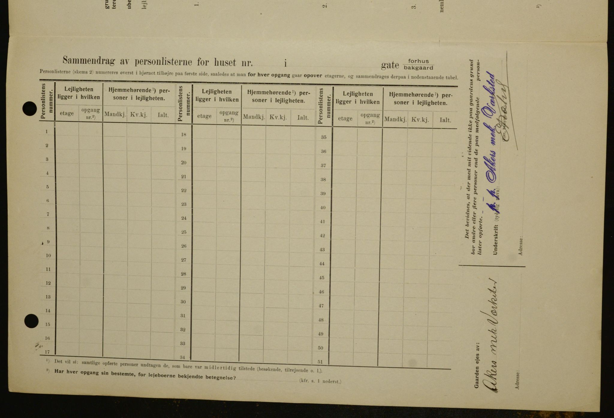 OBA, Municipal Census 1909 for Kristiania, 1909, p. 94491