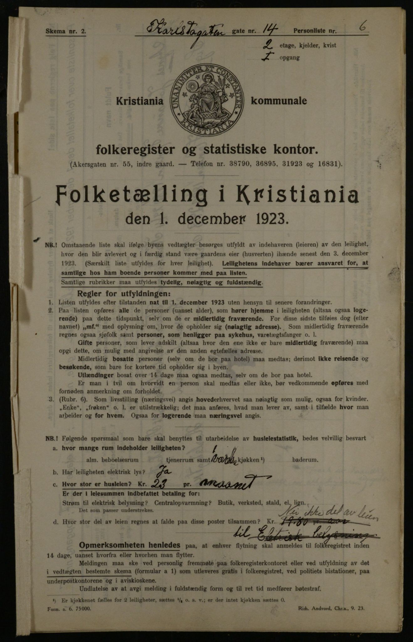 OBA, Municipal Census 1923 for Kristiania, 1923, p. 54932