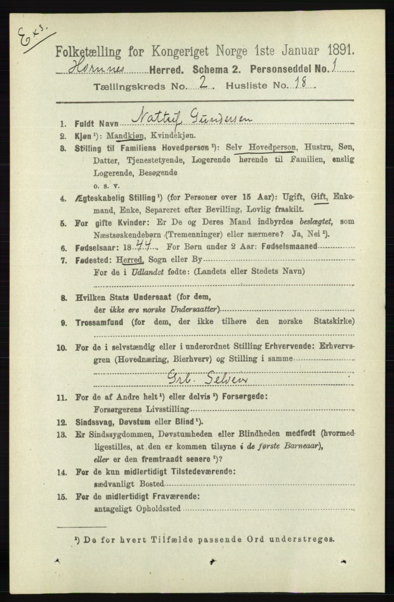 RA, Census 1891 for Nedenes amt: Gjenparter av personsedler for beslektede ektefeller, menn, 1891, p. 964