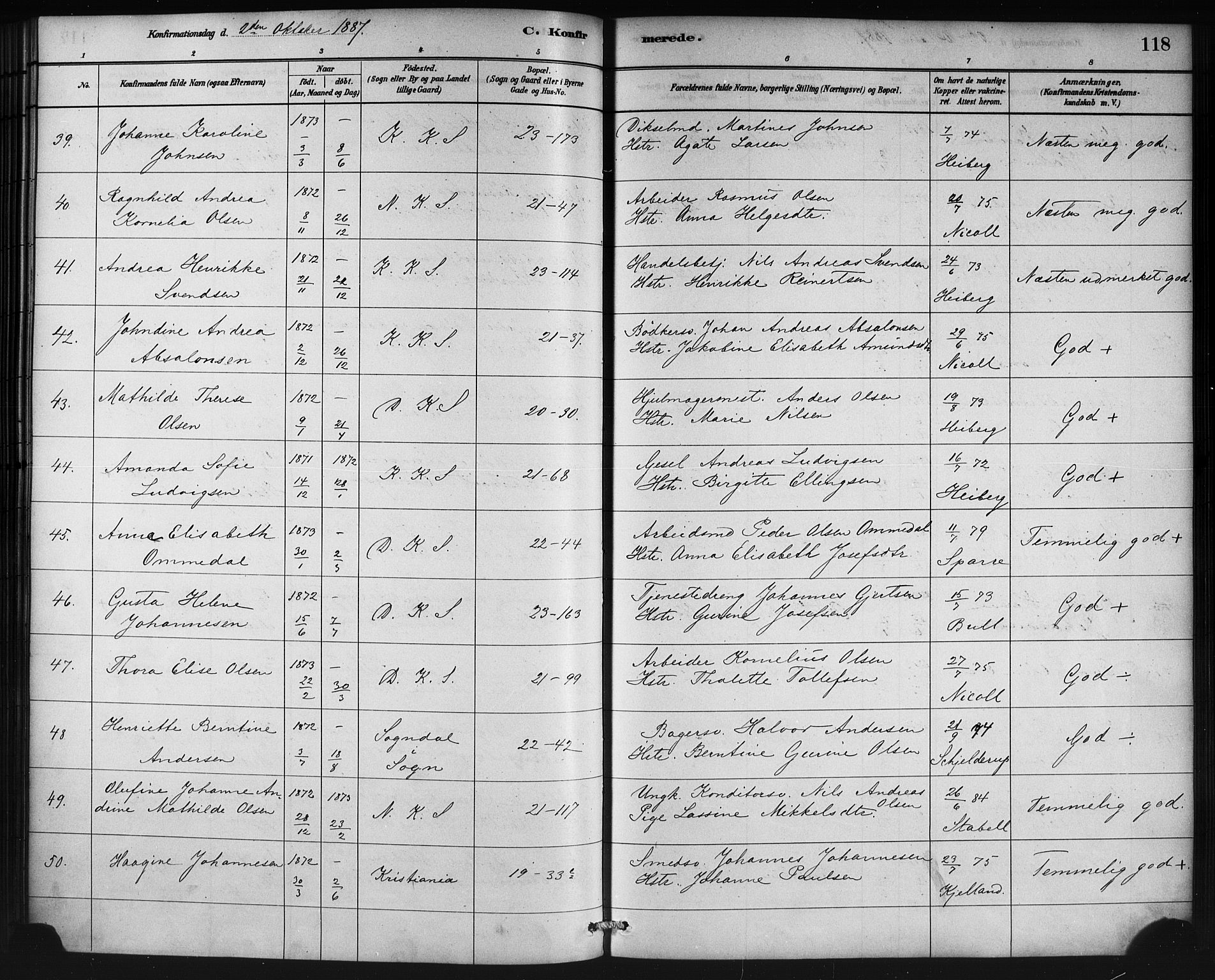 Korskirken sokneprestembete, AV/SAB-A-76101/H/Haa/L0029: Parish register (official) no. C 5, 1880-1892, p. 118