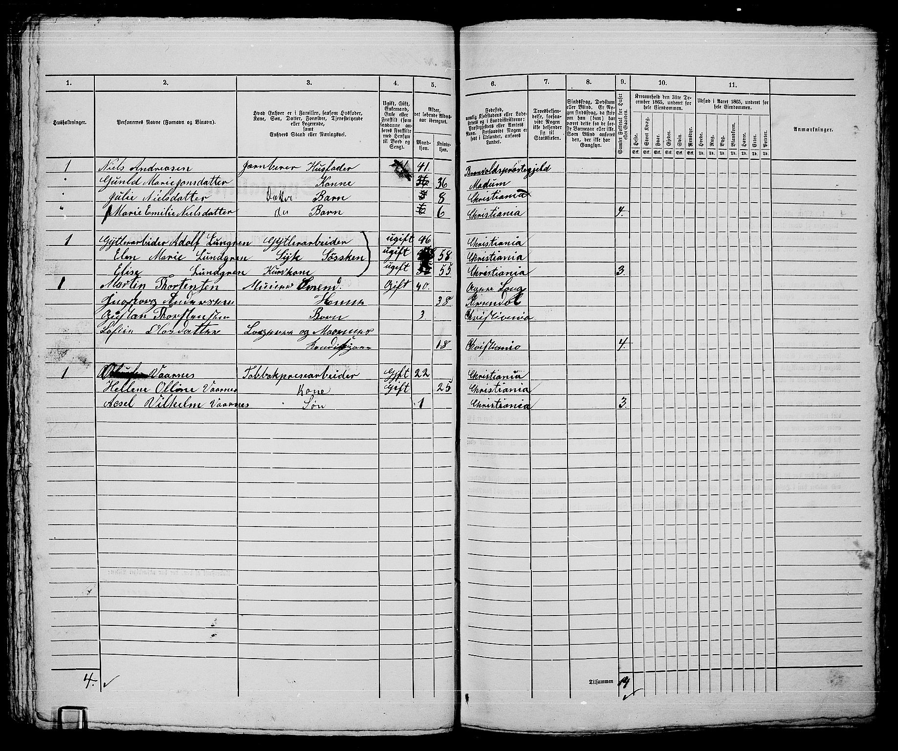 RA, 1865 census for Kristiania, 1865, p. 3901