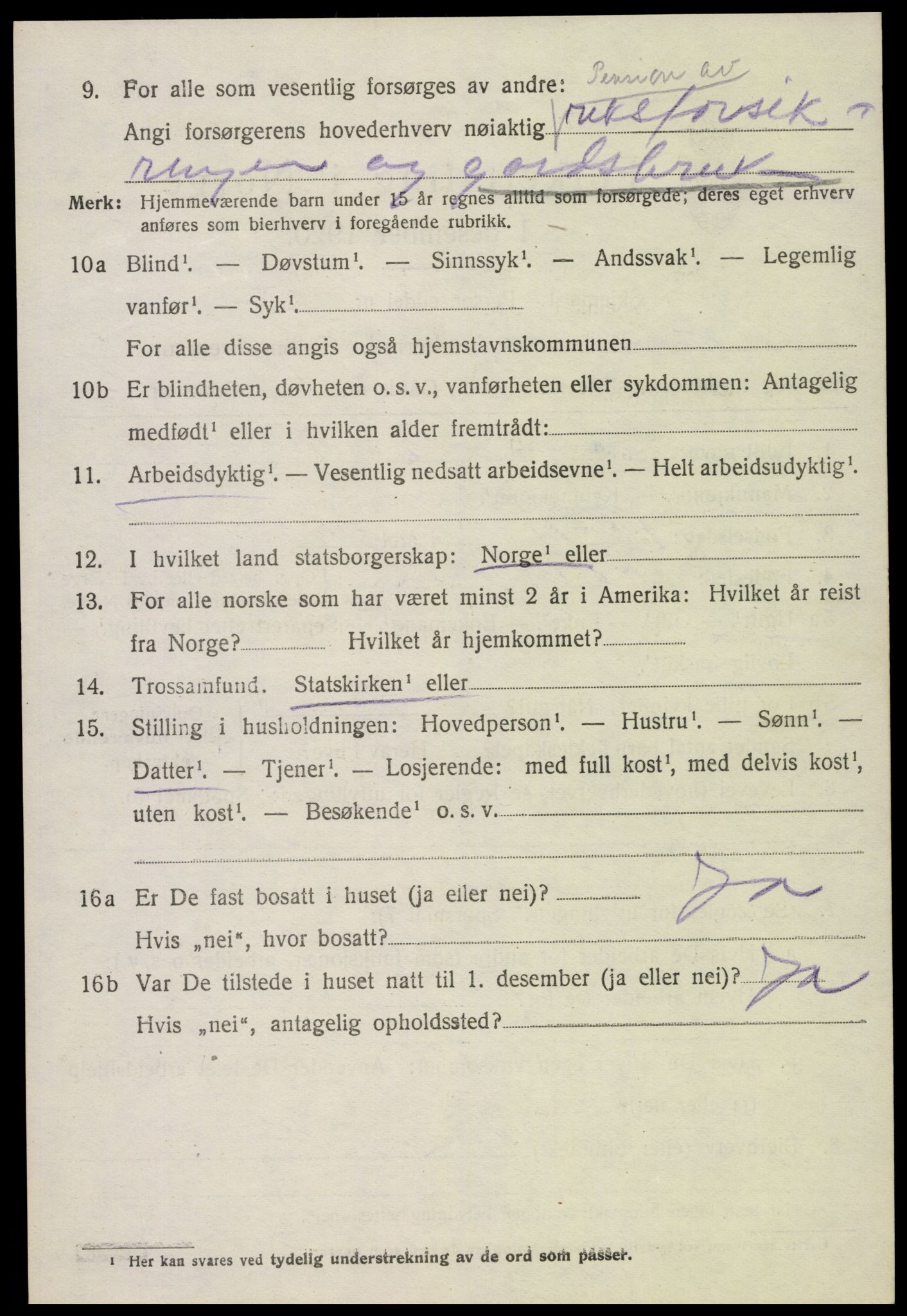 SAK, 1920 census for Hornnes, 1920, p. 698