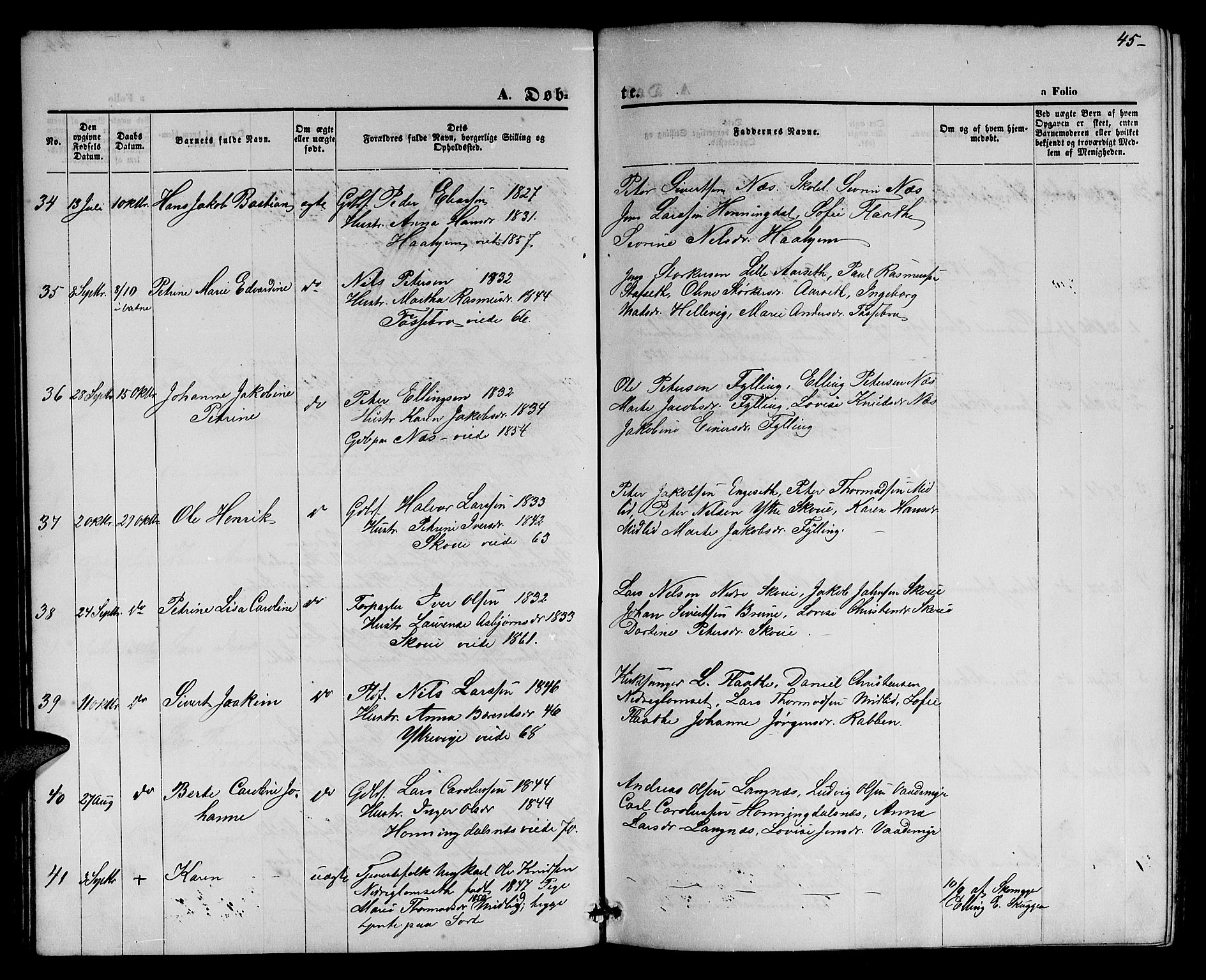 Ministerialprotokoller, klokkerbøker og fødselsregistre - Møre og Romsdal, AV/SAT-A-1454/524/L0364: Parish register (copy) no. 524C05, 1865-1879, p. 45