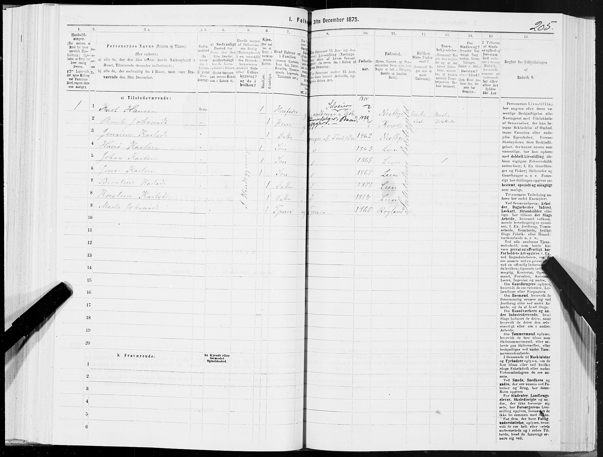 SAT, 1875 census for 1840P Saltdal, 1875, p. 1205