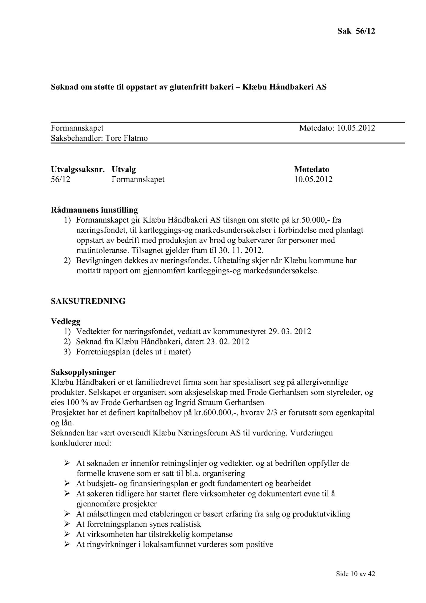 Klæbu Kommune, TRKO/KK/02-FS/L005: Formannsskapet - Møtedokumenter, 2012, p. 1239