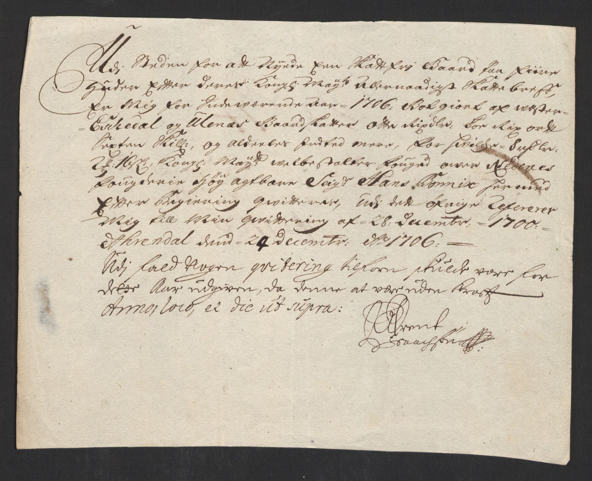 Rentekammeret inntil 1814, Reviderte regnskaper, Fogderegnskap, AV/RA-EA-4092/R39/L2318: Fogderegnskap Nedenes, 1706-1709, p. 68