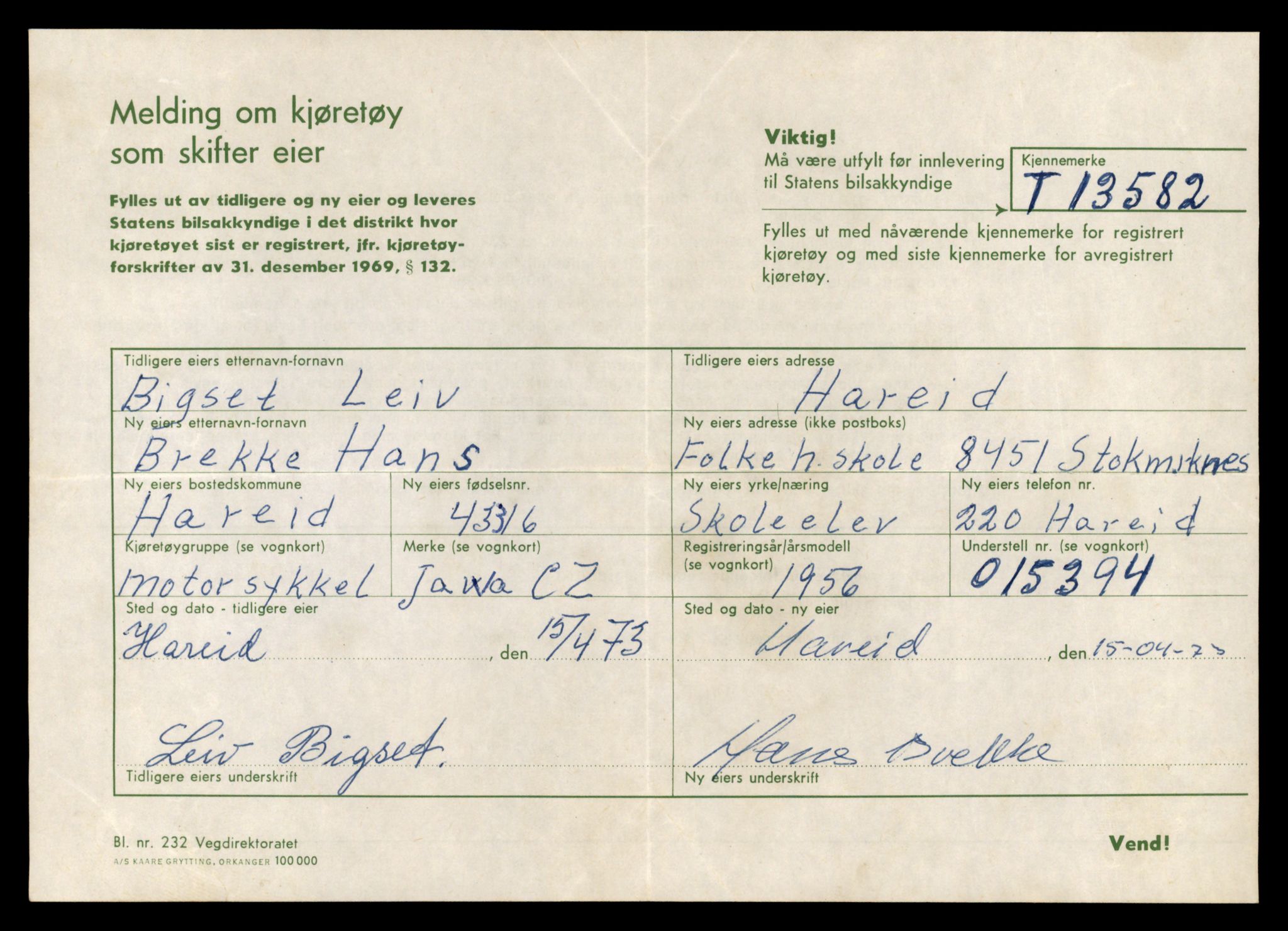 Møre og Romsdal vegkontor - Ålesund trafikkstasjon, AV/SAT-A-4099/F/Fe/L0040: Registreringskort for kjøretøy T 13531 - T 13709, 1927-1998, p. 959