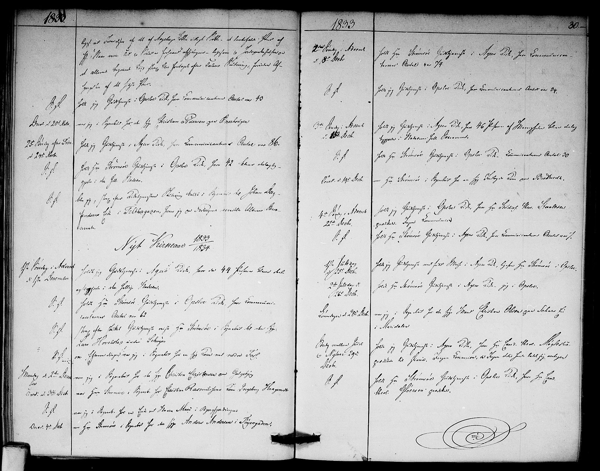 Aker prestekontor kirkebøker, AV/SAO-A-10861/F/L0018: Parish register (official) no. 18, 1829-1853, p. 30