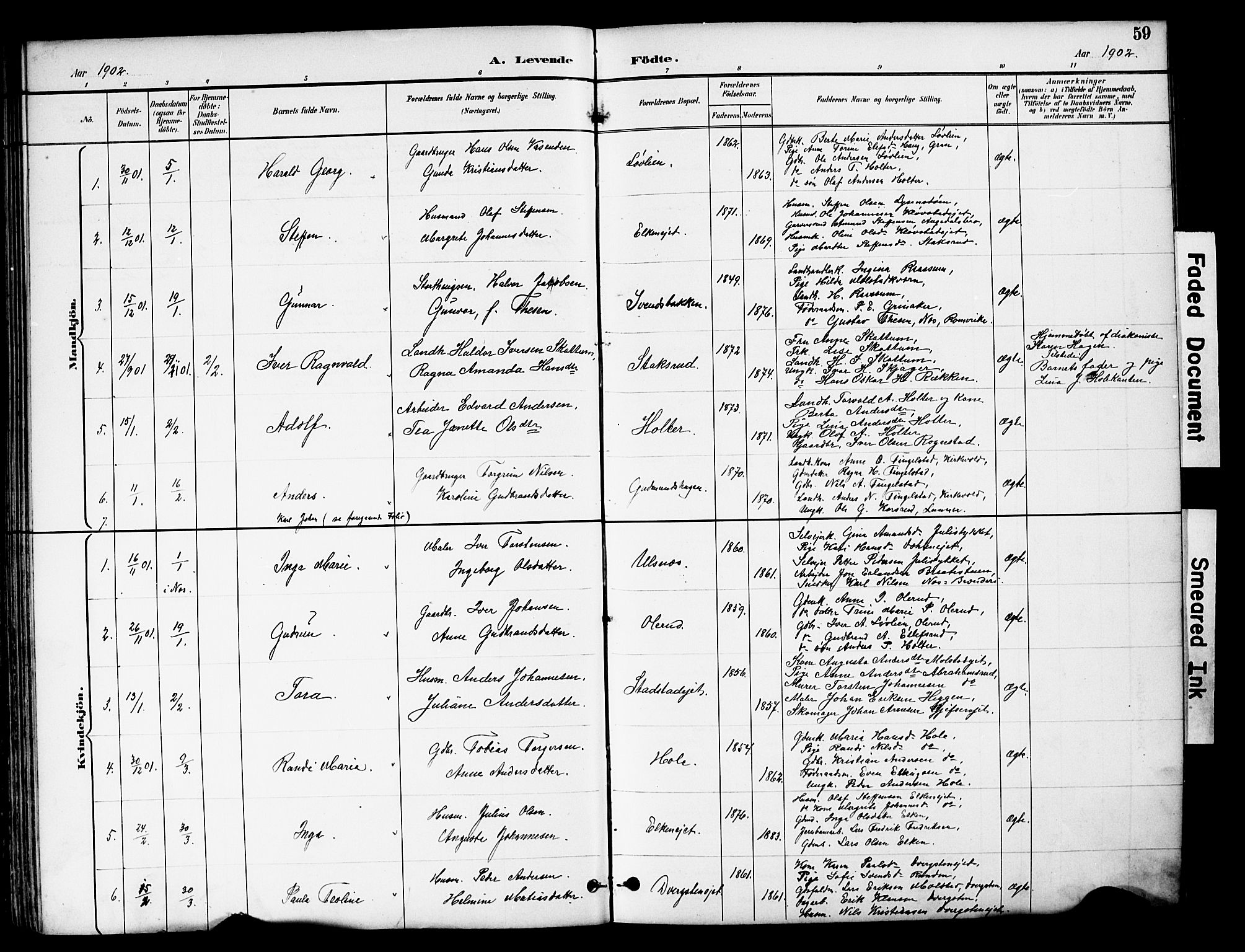 Brandbu prestekontor, SAH/PREST-114/H/Ha/Hab/L0006: Parish register (copy) no. 6, 1893-1902, p. 59