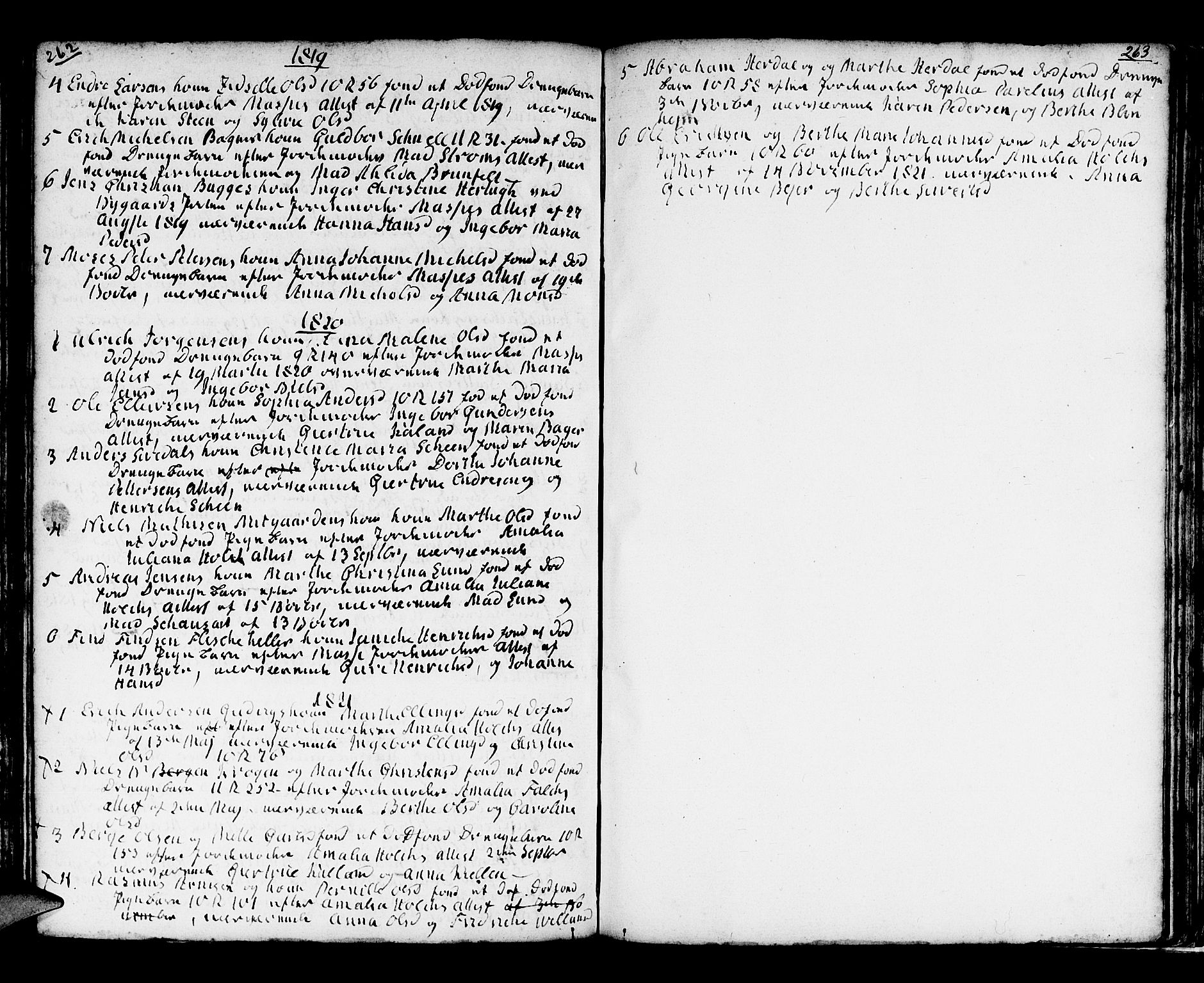 Domkirken sokneprestembete, AV/SAB-A-74801/H/Haa/L0009: Parish register (official) no. A 9, 1776-1821, p. 262-263