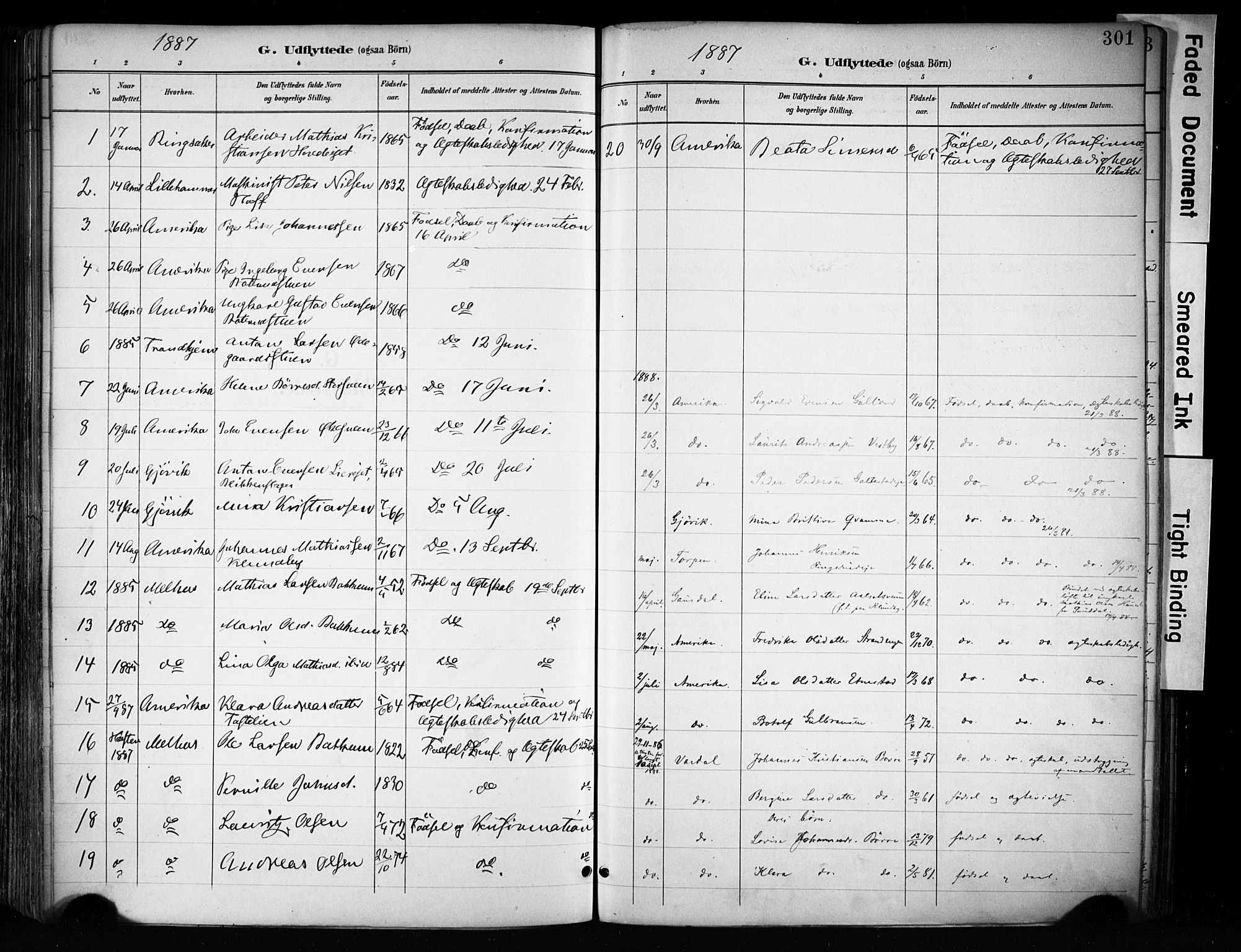 Biri prestekontor, SAH/PREST-096/H/Ha/Haa/L0009: Parish register (official) no. 9, 1887-1900, p. 301