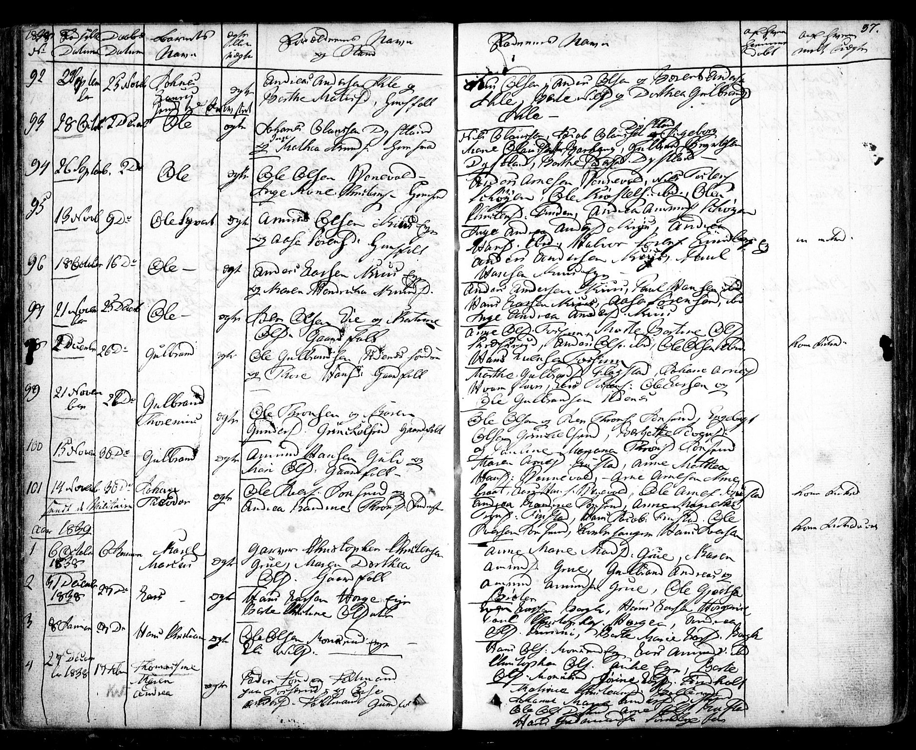 Nes prestekontor Kirkebøker, AV/SAO-A-10410/F/Fa/L0006: Parish register (official) no. I 6, 1833-1845, p. 37