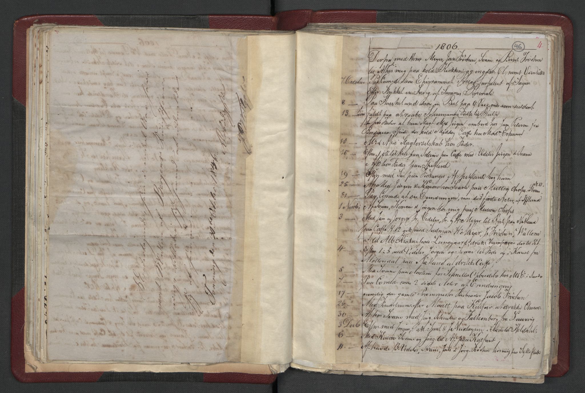 Meltzer, Fredrik, RA/PA-0028/F/L0001: Dagbok for årene 1796-1808, 1811, 1817, 1796-1817, p. 45b-46a