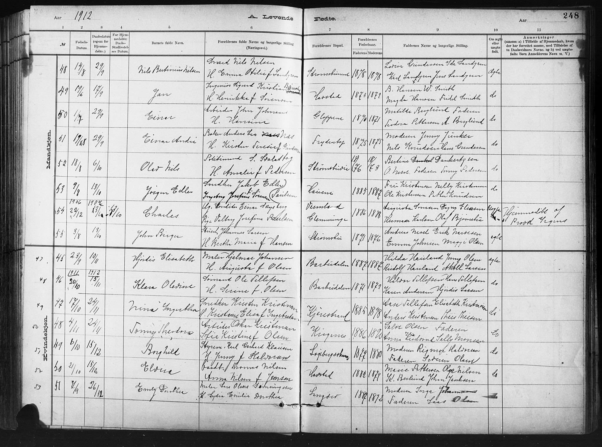 Barbu sokneprestkontor, AV/SAK-1111-0003/F/Fb/L0002: Parish register (copy) no. B 2, 1890-1922, p. 248