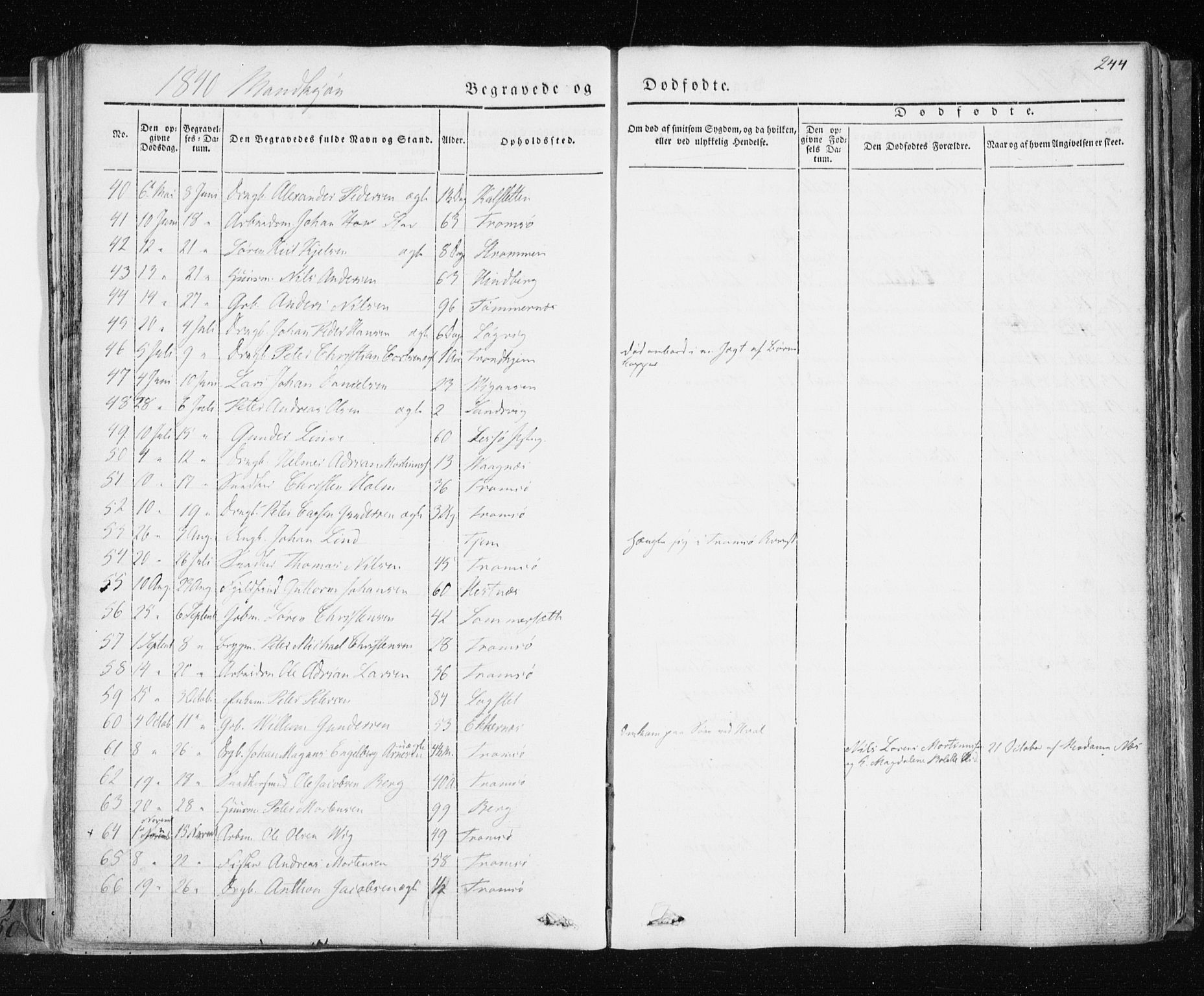 Tromsø sokneprestkontor/stiftsprosti/domprosti, SATØ/S-1343/G/Ga/L0009kirke: Parish register (official) no. 9, 1837-1847, p. 244