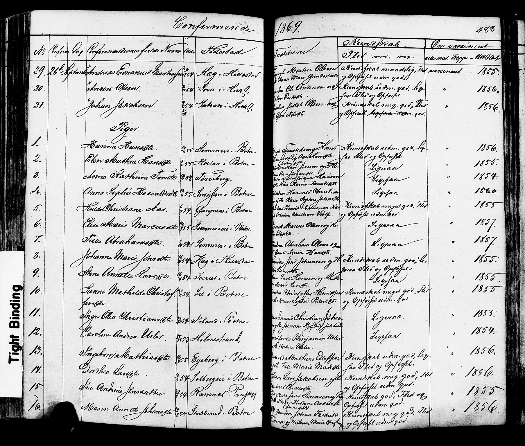 Botne kirkebøker, SAKO/A-340/F/Fa/L0006: Parish register (official) no. I 6, 1836-1877, p. 488