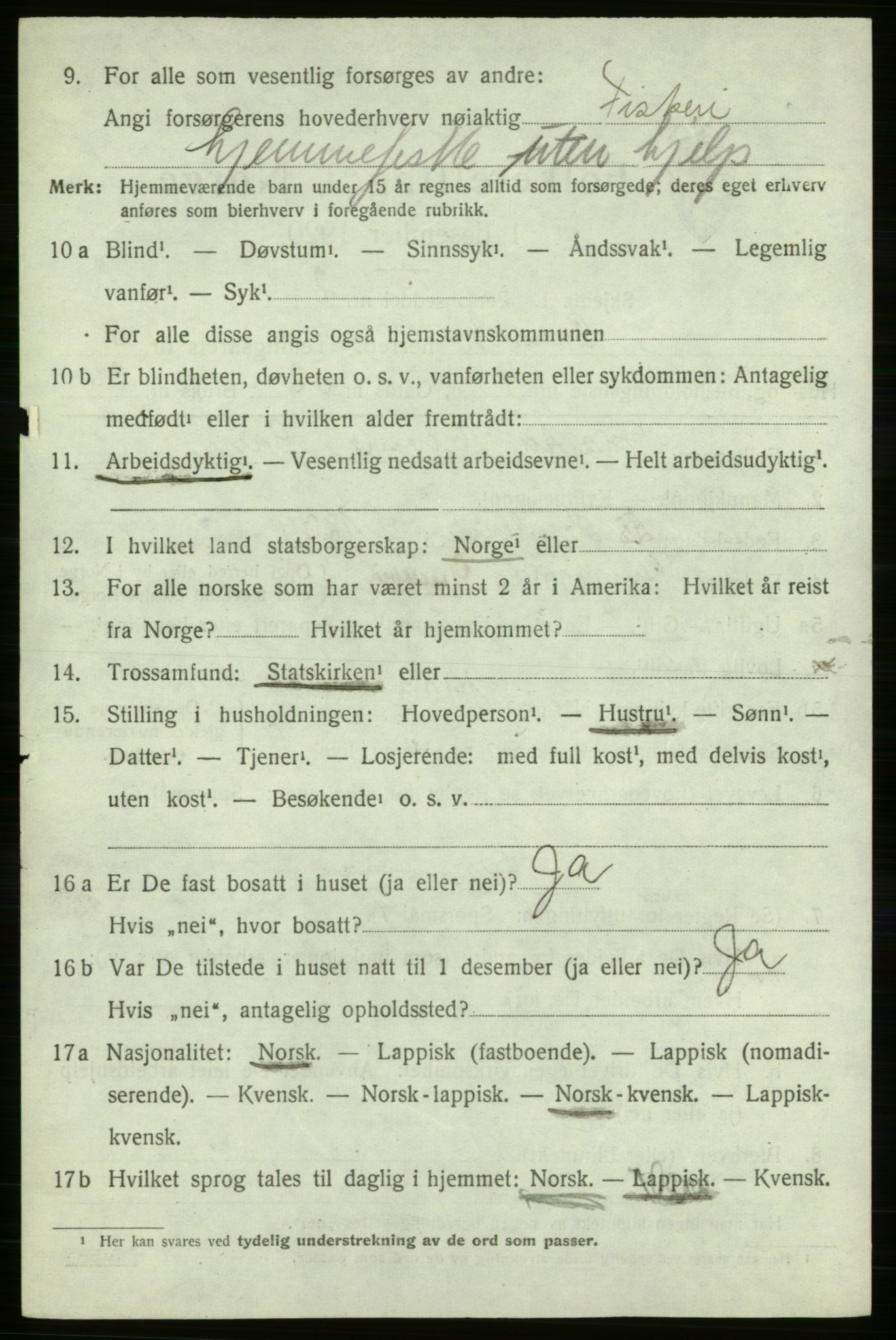 SATØ, 1920 census for Gamvik, 1920, p. 3577