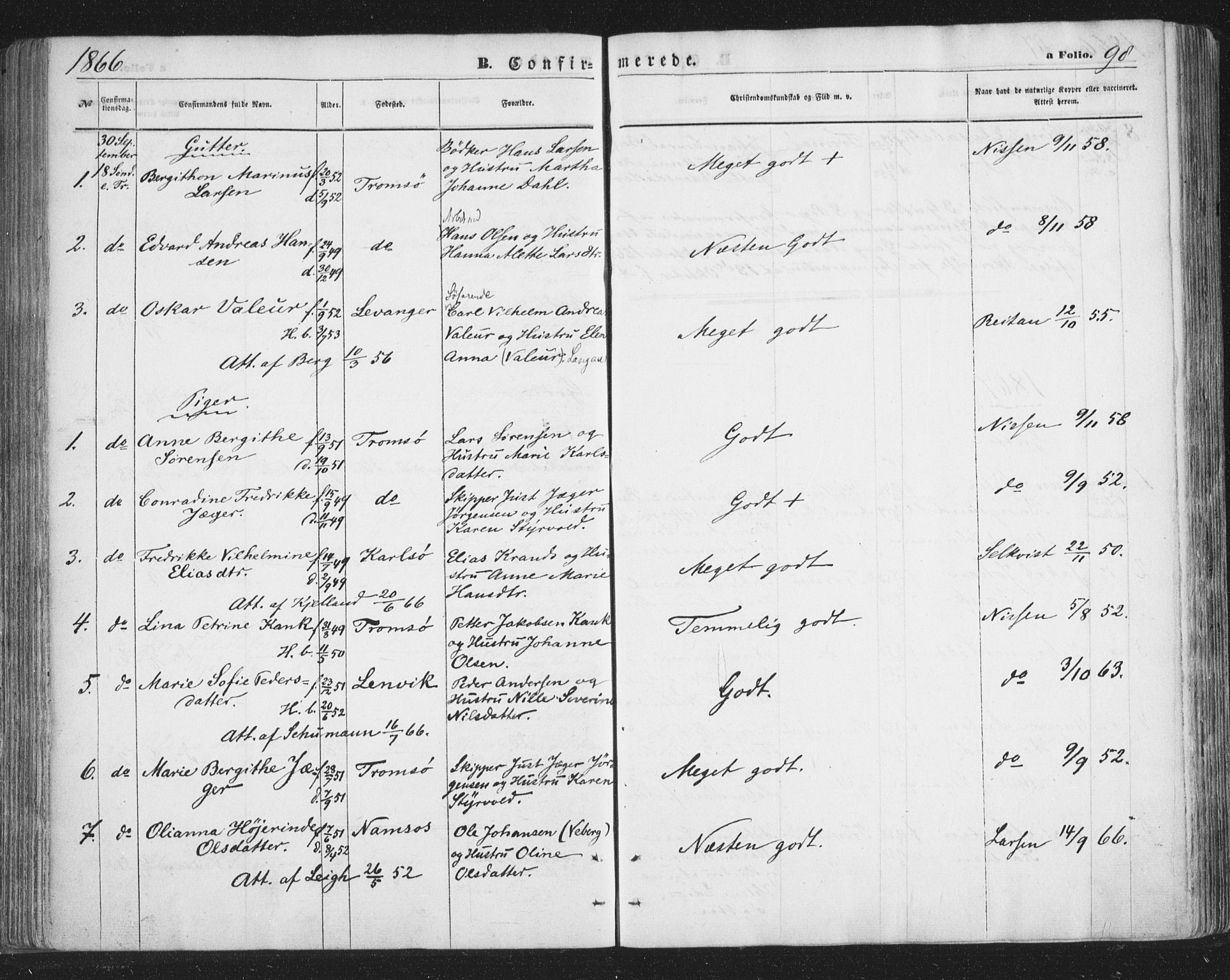 Tromsø sokneprestkontor/stiftsprosti/domprosti, SATØ/S-1343/G/Ga/L0012kirke: Parish register (official) no. 12, 1865-1871, p. 98
