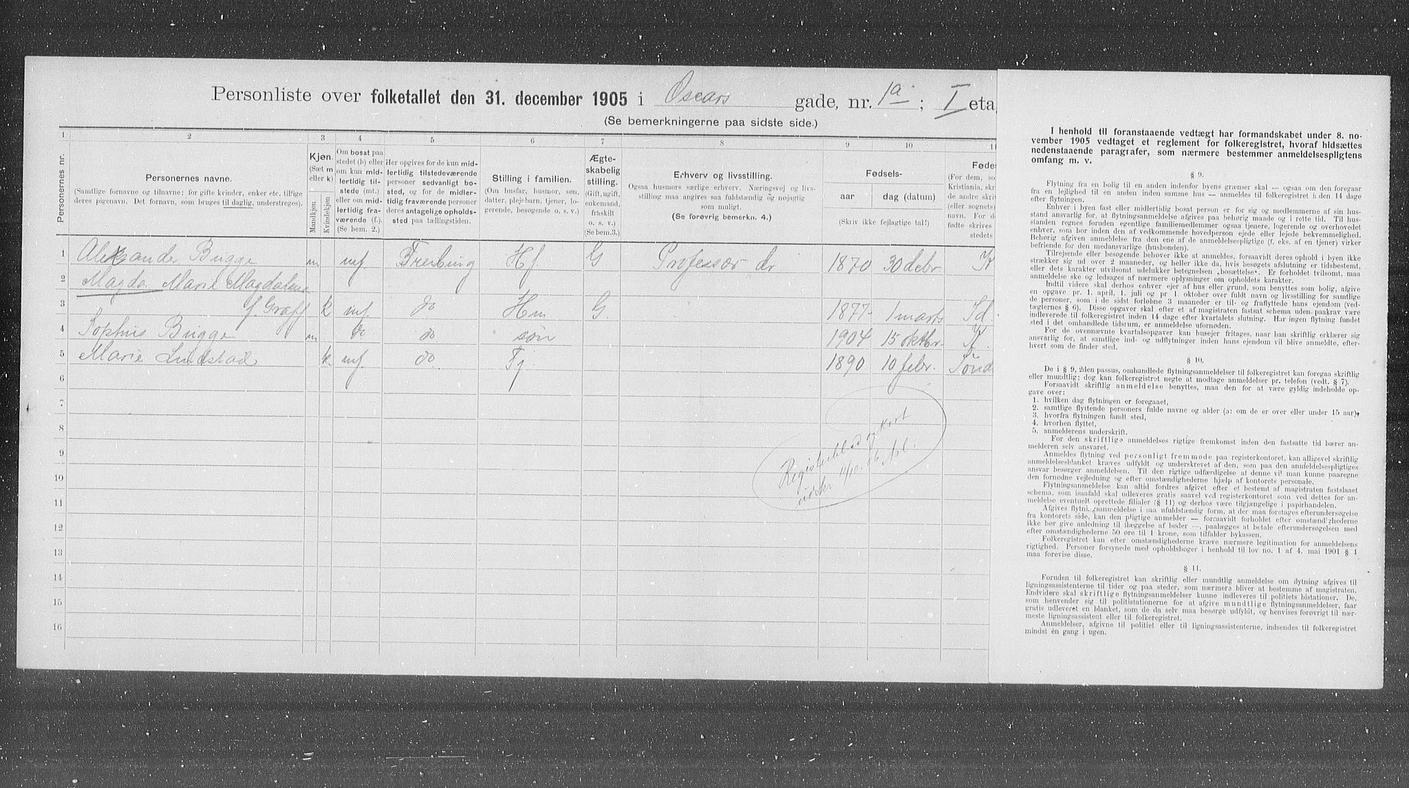 OBA, Municipal Census 1905 for Kristiania, 1905, p. 39975