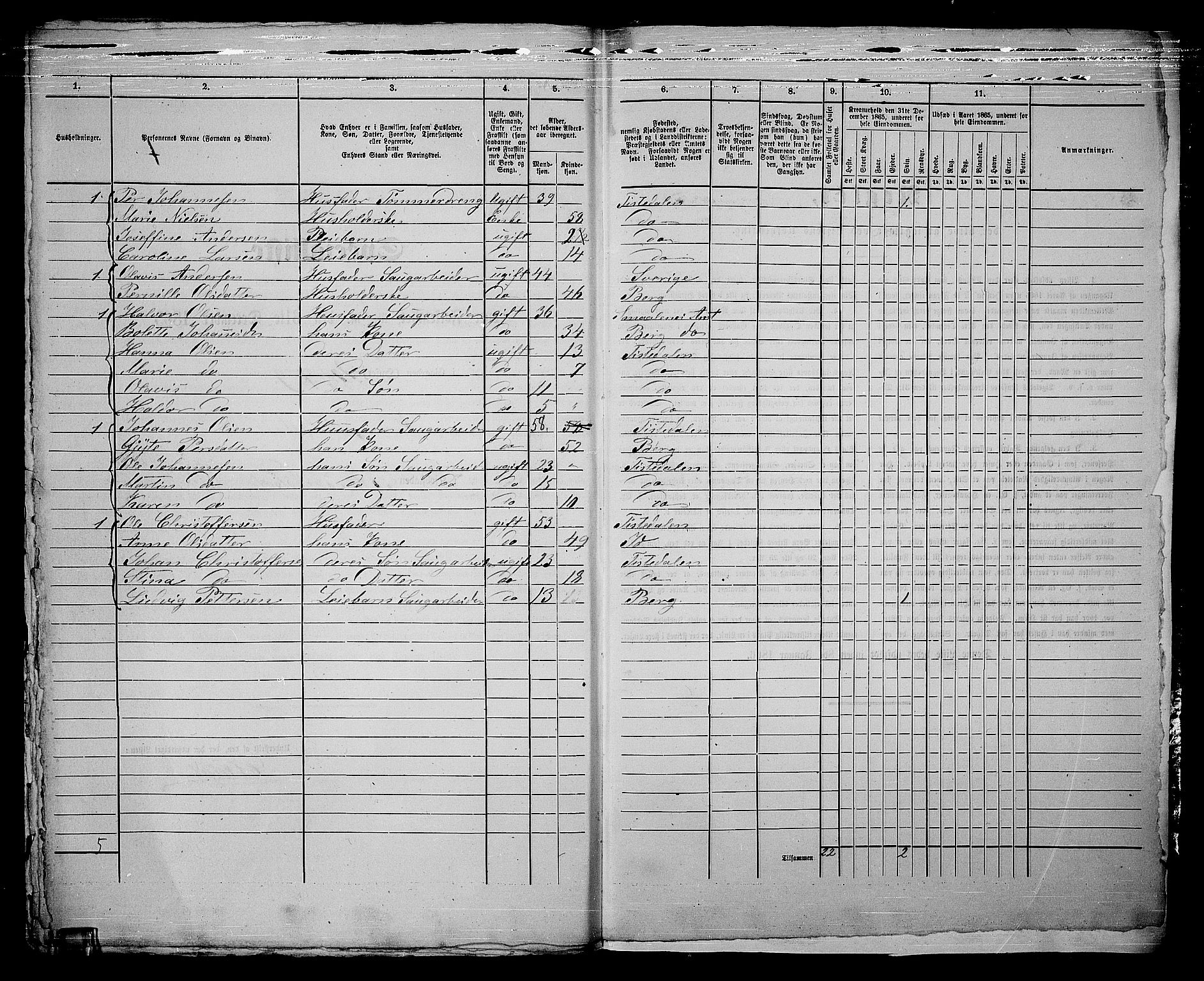RA, 1865 census for Fredrikshald, 1865, p. 798