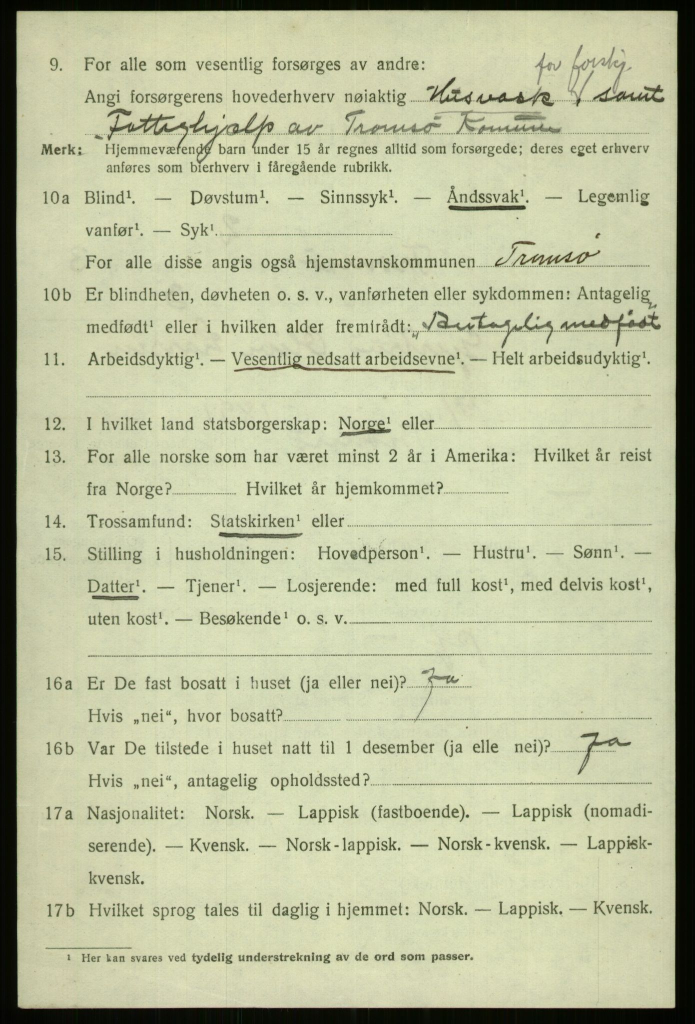 SATØ, 1920 census for Tromsø, 1920, p. 11758