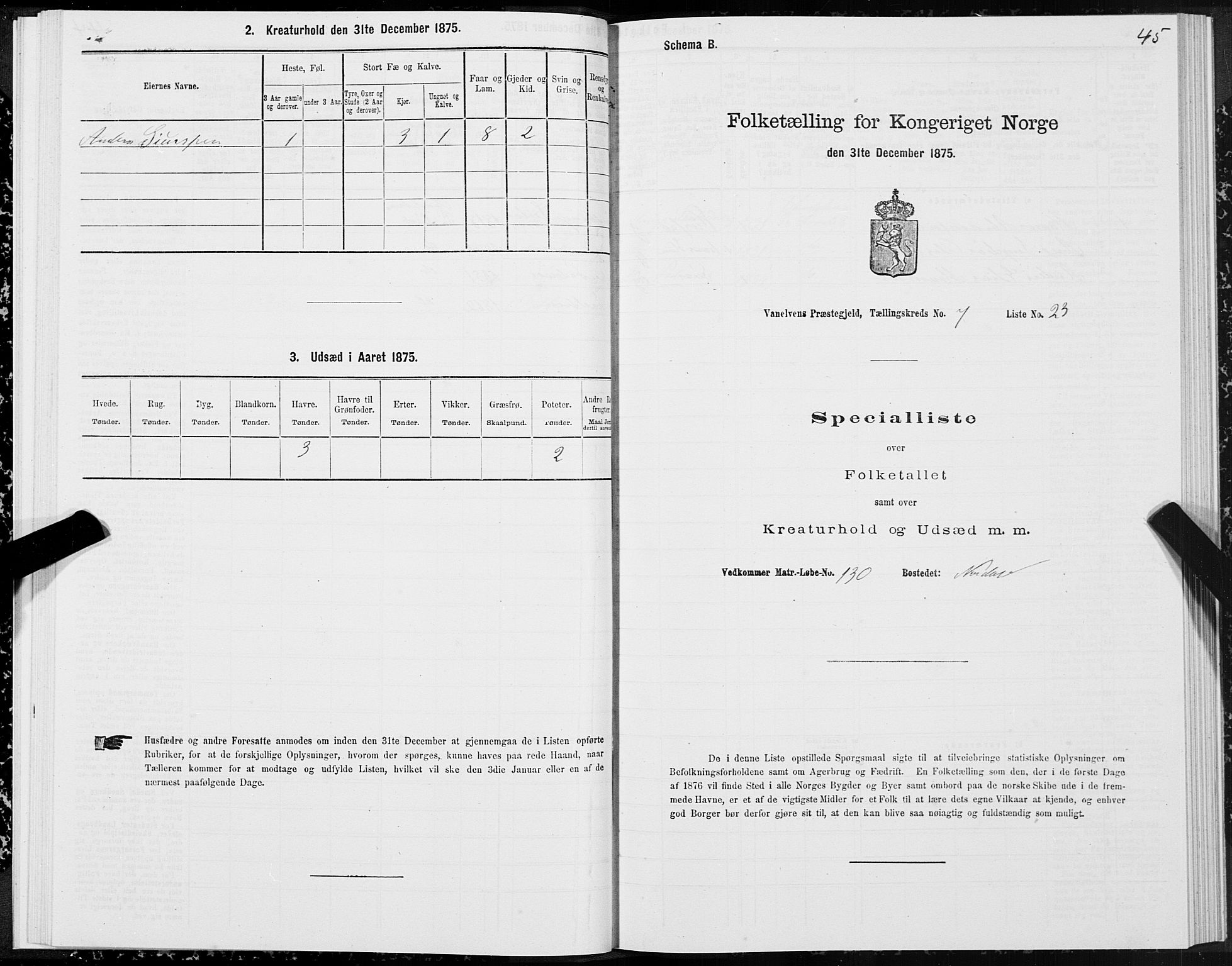 SAT, 1875 census for 1511P Vanylven, 1875, p. 4045