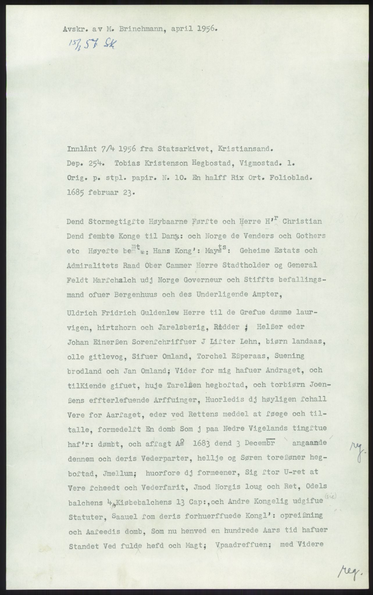 Samlinger til kildeutgivelse, Diplomavskriftsamlingen, AV/RA-EA-4053/H/Ha, p. 1355