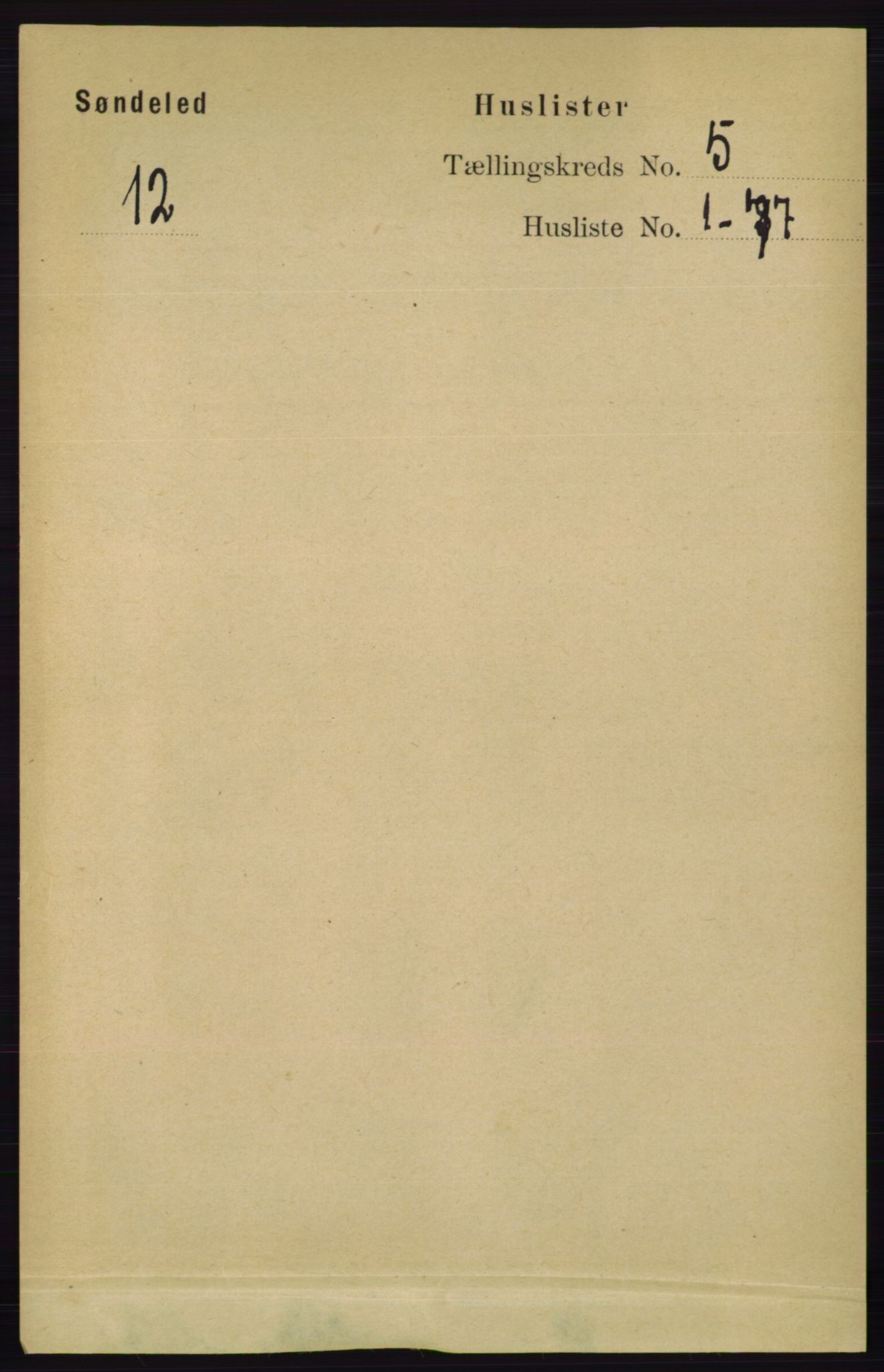 RA, 1891 census for 0913 Søndeled, 1891, p. 1137