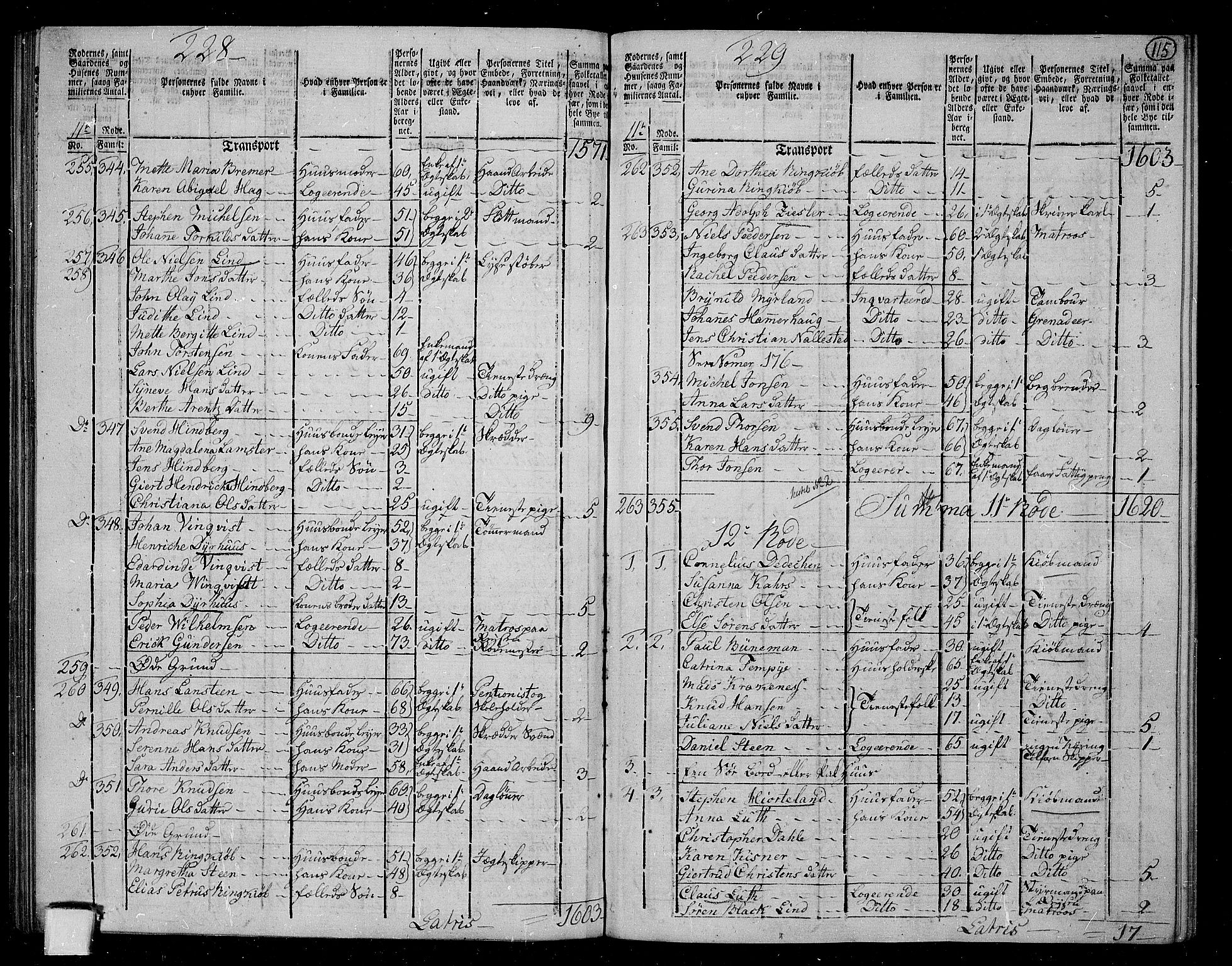 RA, 1801 census for 1301 Bergen, 1801, p. 114b-115a