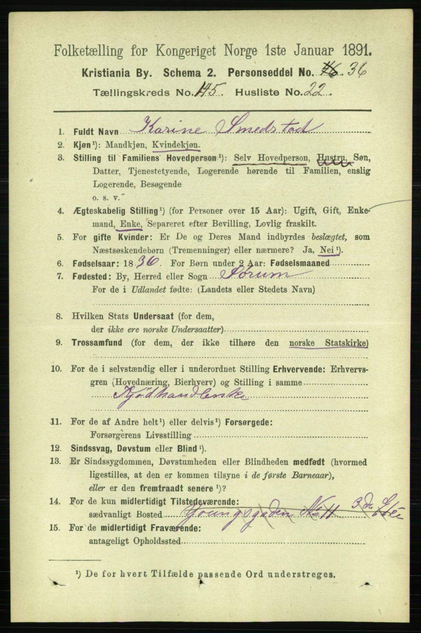 RA, 1891 census for 0301 Kristiania, 1891, p. 80042