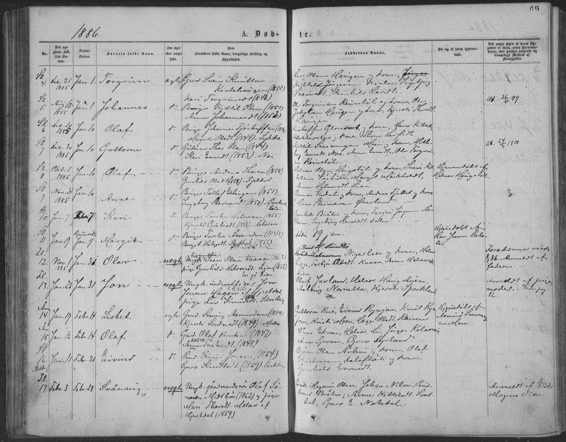 Seljord kirkebøker, SAKO/A-20/F/Fa/L0014: Parish register (official) no. I 14, 1877-1886, p. 69