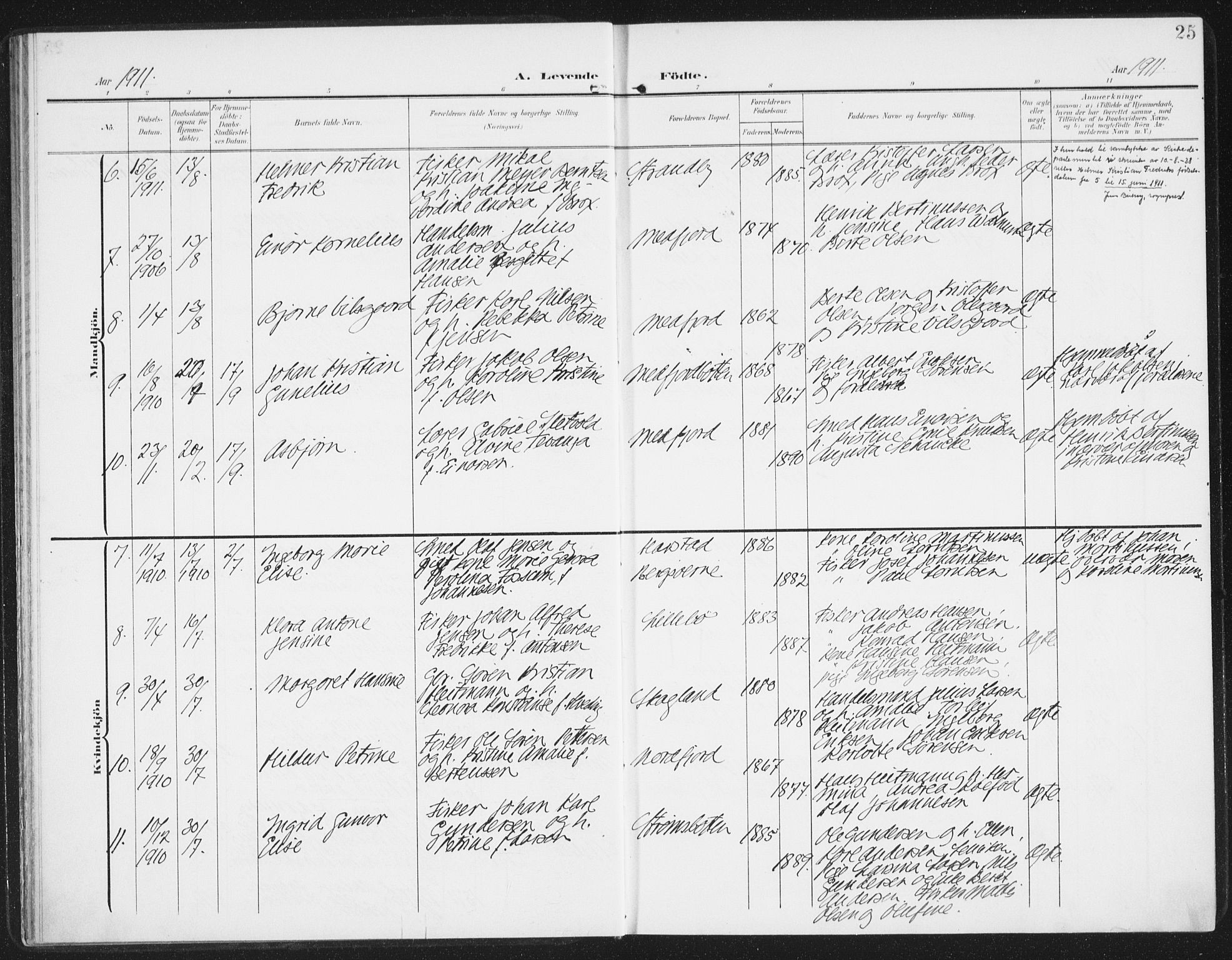 Berg sokneprestkontor, AV/SATØ-S-1318/G/Ga/Gaa/L0007kirke: Parish register (official) no. 7, 1906-1915, p. 25