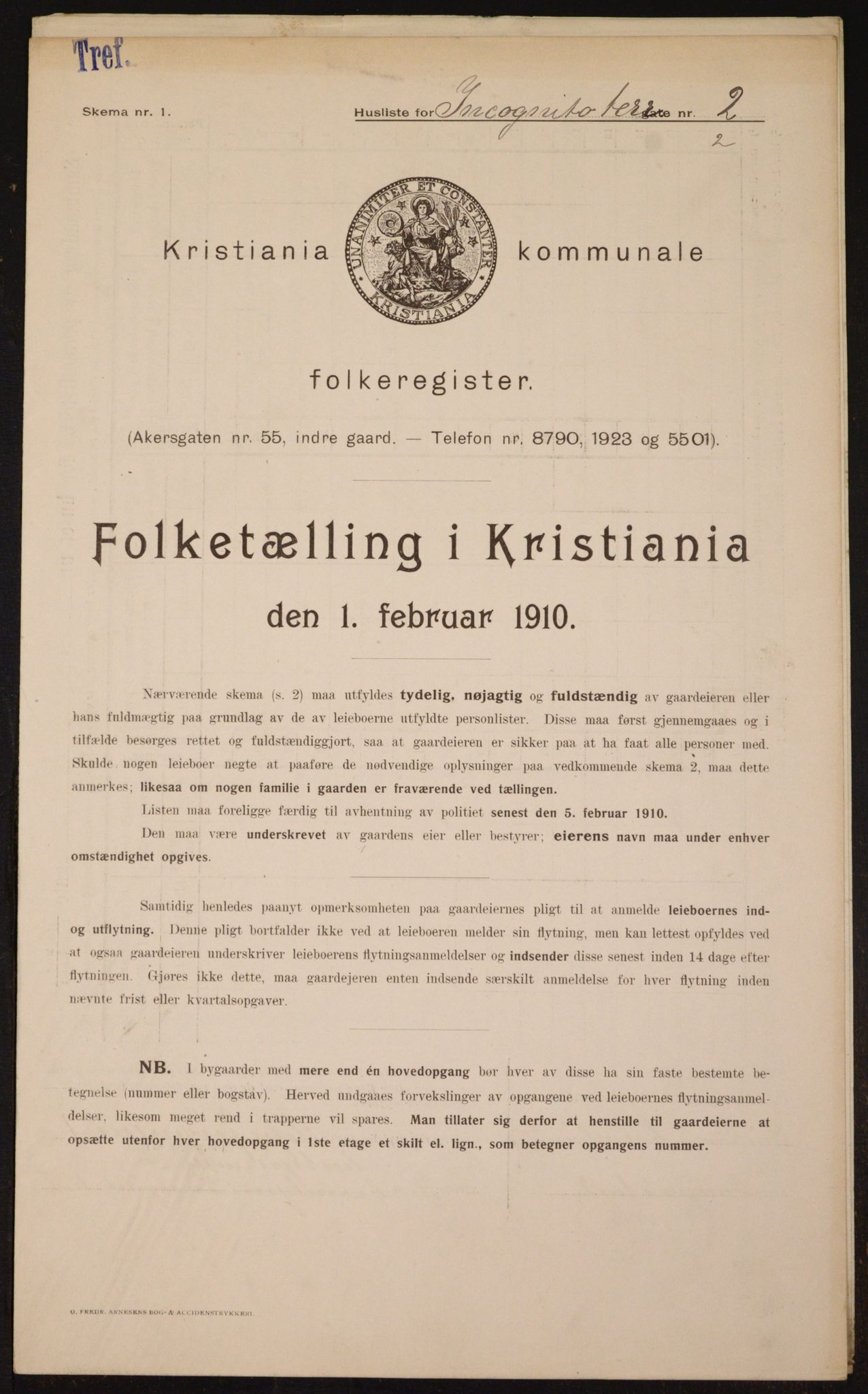 OBA, Municipal Census 1910 for Kristiania, 1910, p. 43337