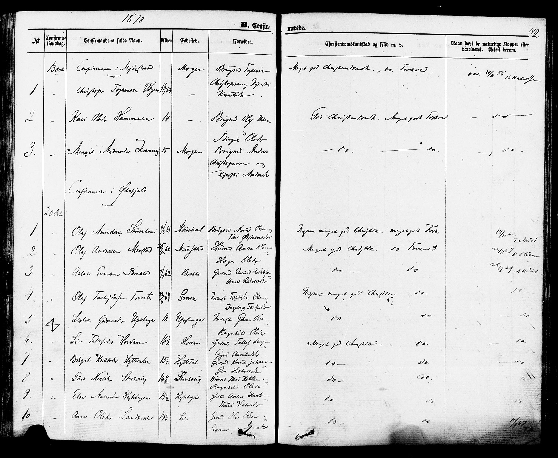Rauland kirkebøker, SAKO/A-292/F/Fa/L0003: Parish register (official) no. 3, 1859-1886, p. 192