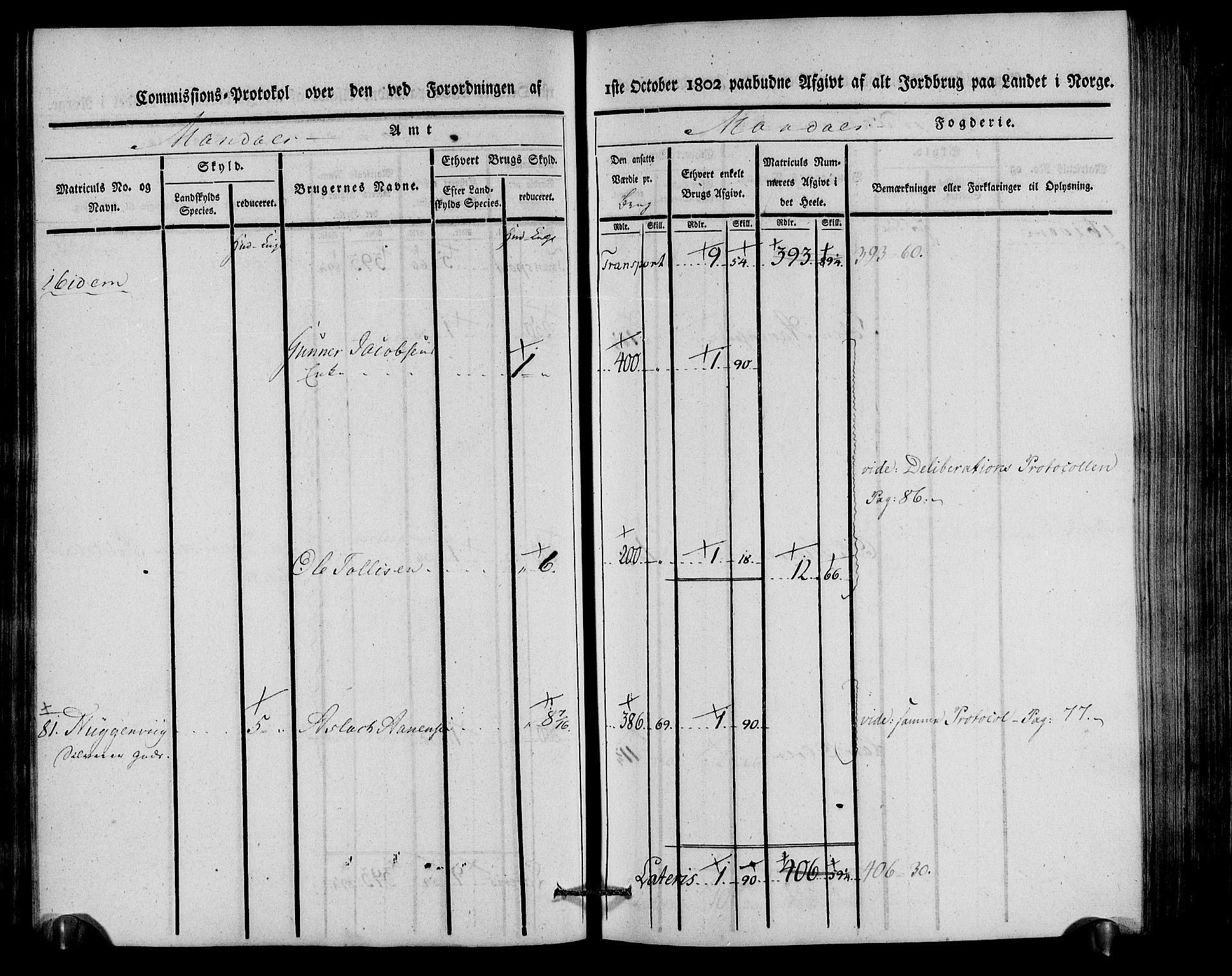 Rentekammeret inntil 1814, Realistisk ordnet avdeling, AV/RA-EA-4070/N/Ne/Nea/L0087: Mandal fogderi. Kommisjonsprotokoll "Nr. 1", for Holum, Halse, Harkmark, Øyslebø, Laudal og Finsland sogn, 1803, p. 75