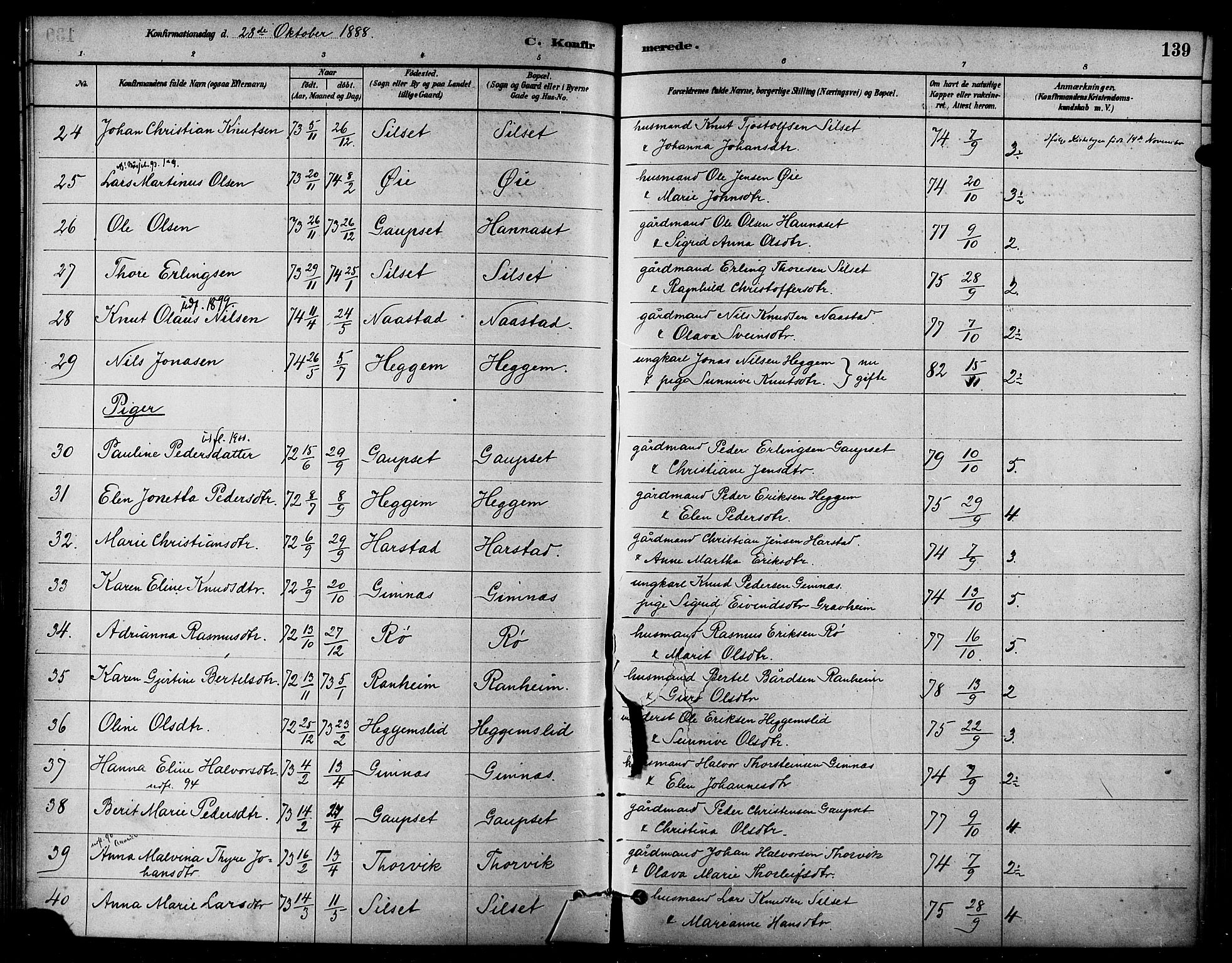 Ministerialprotokoller, klokkerbøker og fødselsregistre - Møre og Romsdal, AV/SAT-A-1454/584/L0967: Parish register (official) no. 584A07, 1879-1894, p. 139