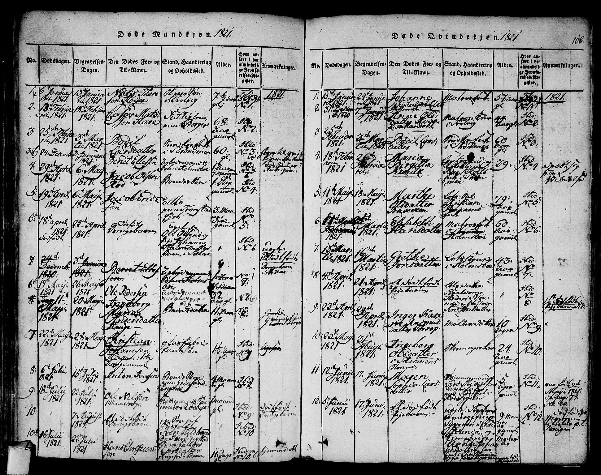 Hurum kirkebøker, SAKO/A-229/F/Fa/L0009: Parish register (official) no. 9, 1816-1826, p. 106