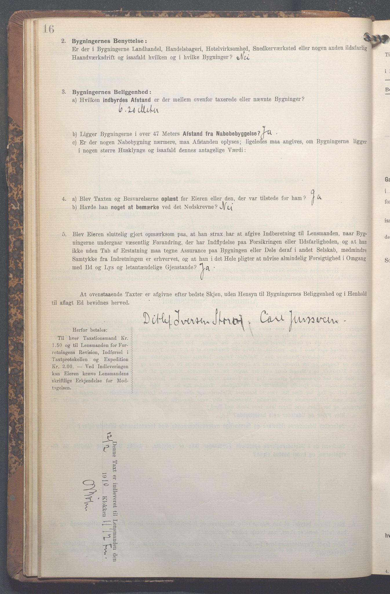 Lensmennene i Aker, OBA/A-10133/F/Fa/L0013: Branntakstprotokoll, 1909-1914, p. 16