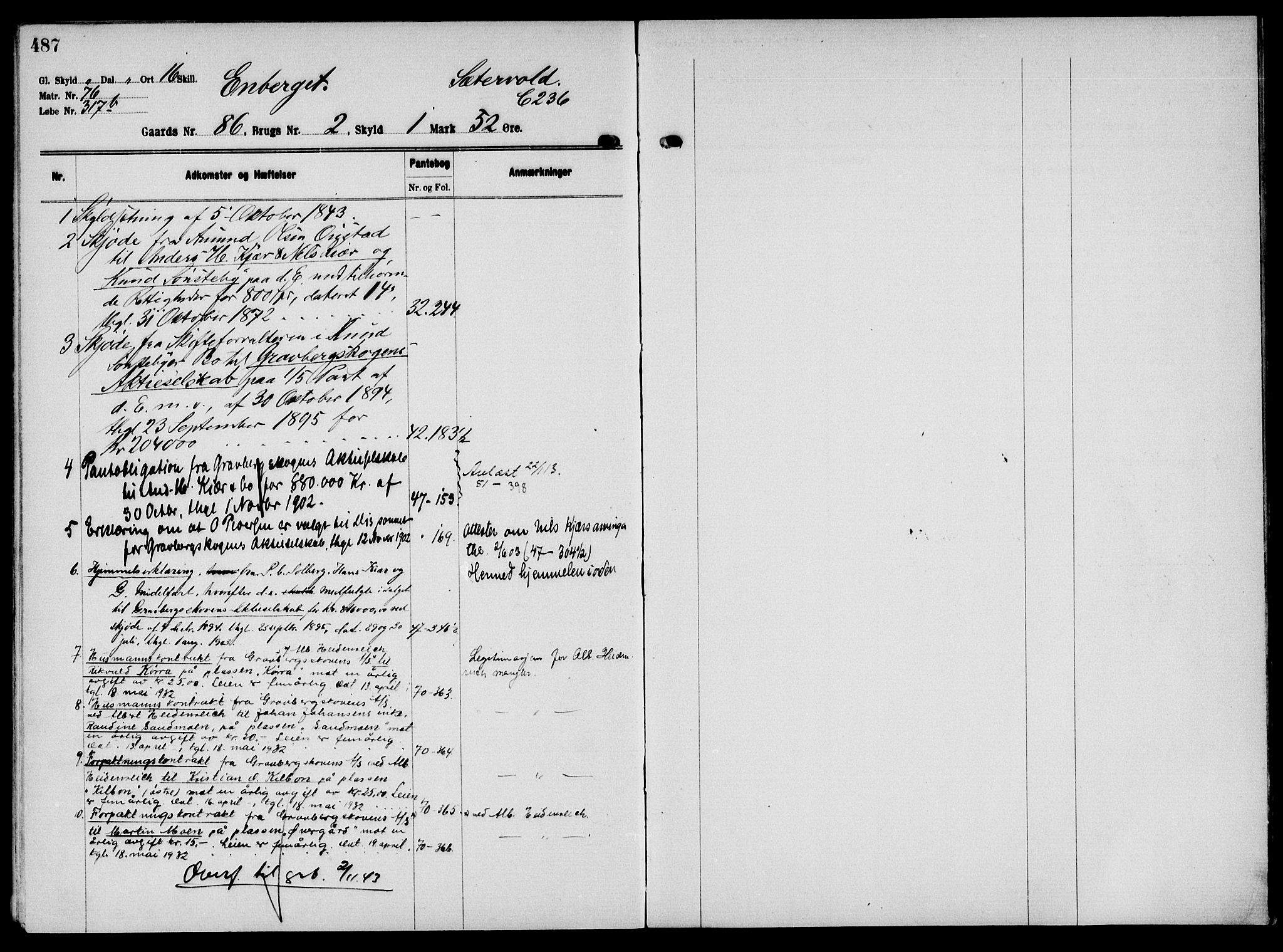 Solør tingrett, AV/SAH-TING-008/H/Ha/Hak/L0006: Mortgage register no. VI, 1900-1935, p. 487